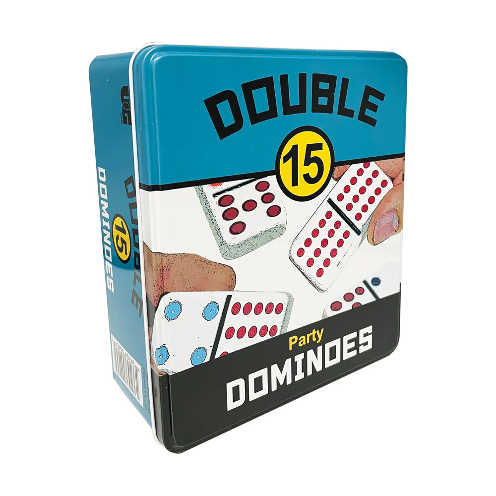 Double 15 Color Dot Dominoes Set with Durable Storage Tin - Image 2