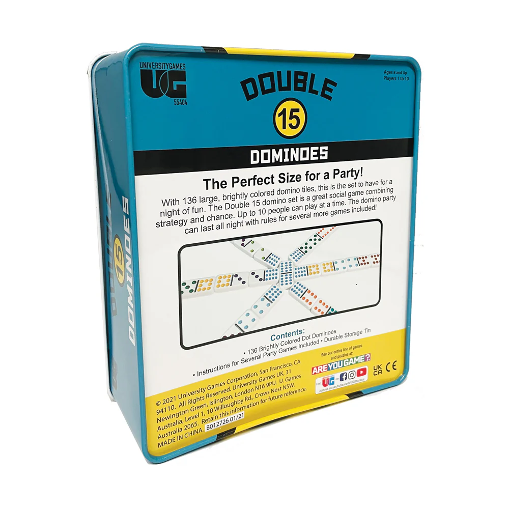Double 15 Color Dot Dominoes Set with Durable Storage Tin - Image 3