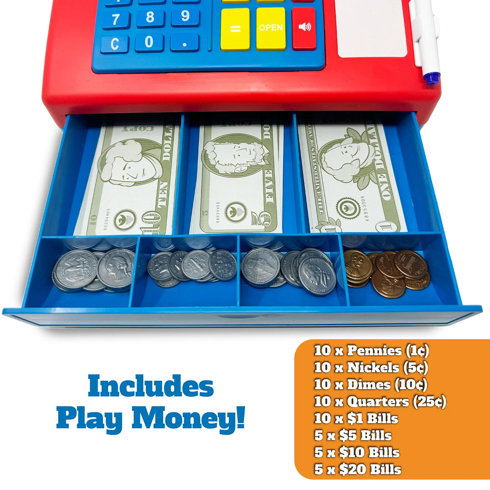 Dr. STEM: Solar-Powered Cash Register - Red - 68pc Educational Store Roleplay Toy - Image 4