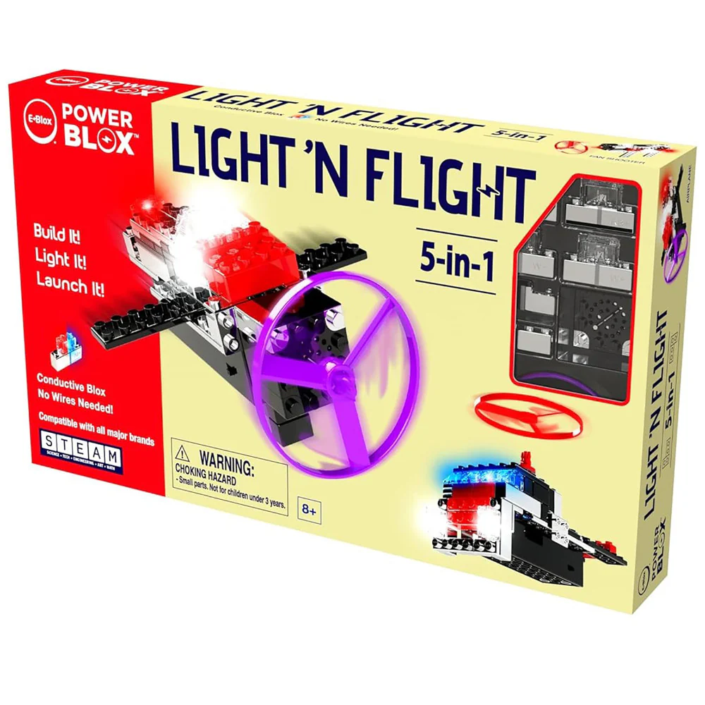 E-Blox Power Blox Light 'N Flight 5-in-1 Building Set - 58pcs, for Kids Ages 8+
