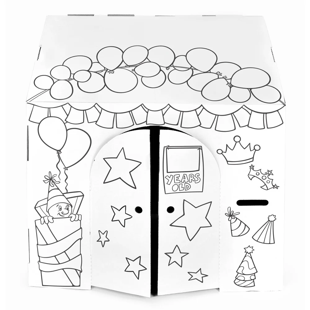 Easy Playhouse Birthday Art & Craft Cardboard Fort for Kids - Image 3