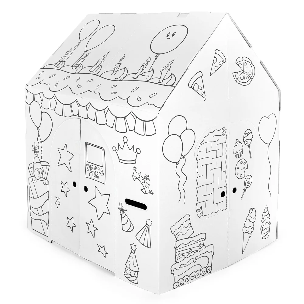 Easy Playhouse Birthday Art & Craft Cardboard Fort for Kids - Image 4