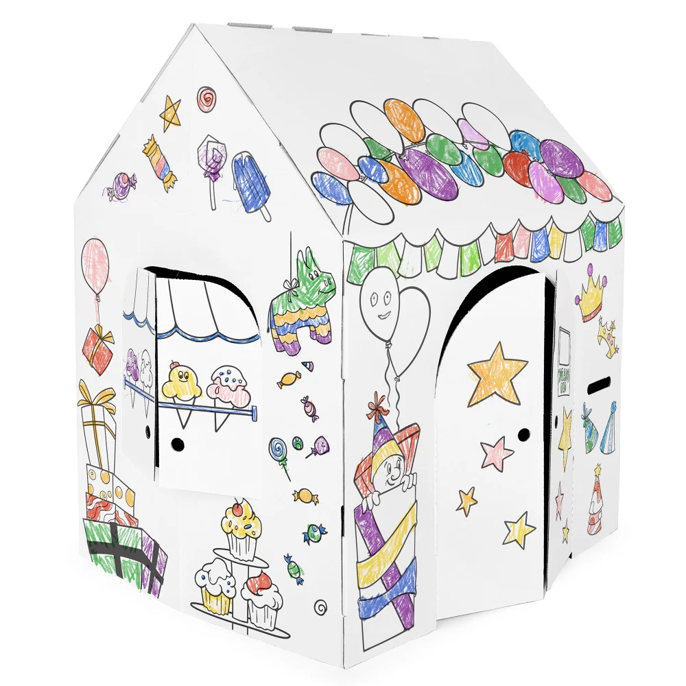 Easy Playhouse Birthday Art & Craft Cardboard Fort for Kids - Image 6
