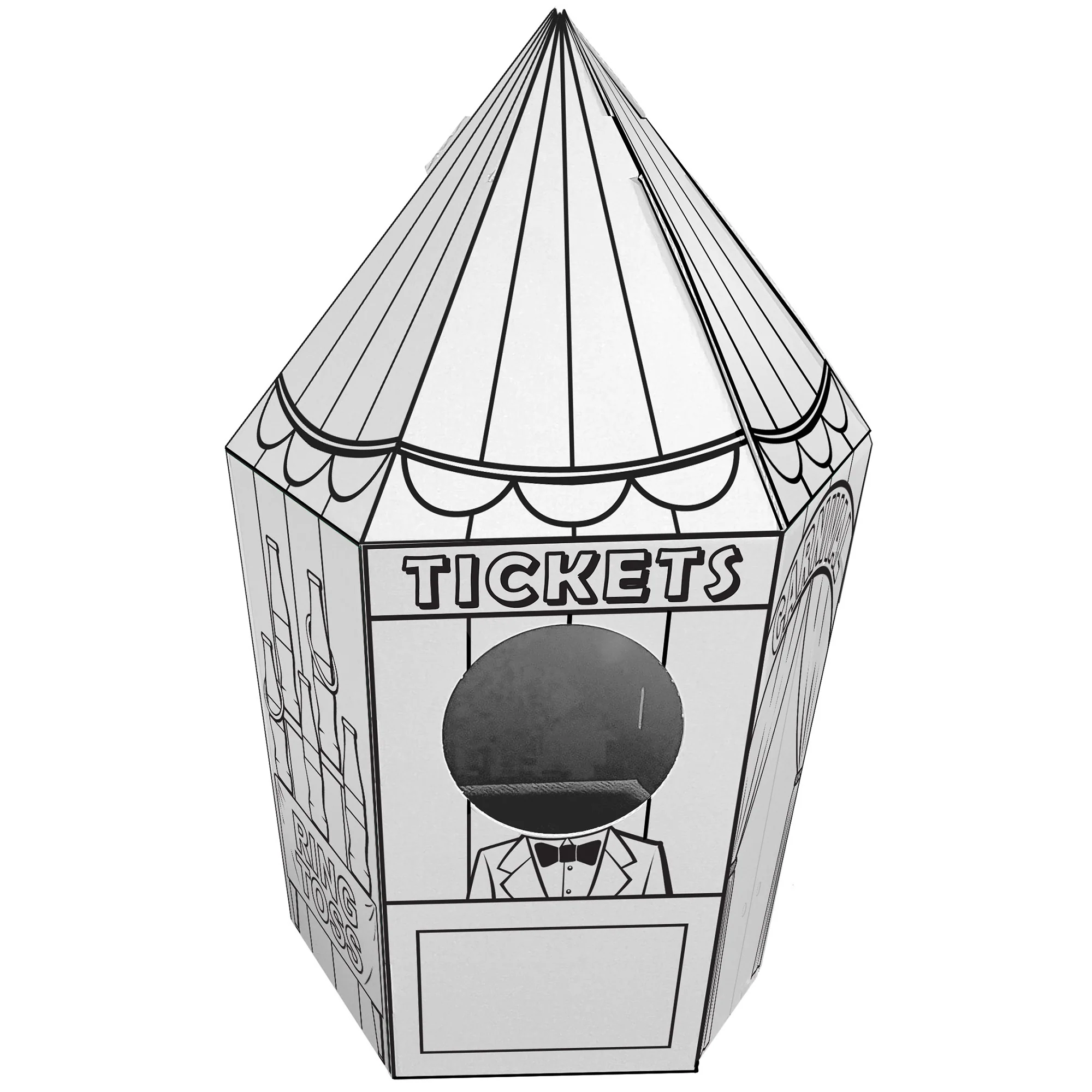 Easy Playhouse Carnival Tent Cardboard Playhouse Color & Decorate - Image 3