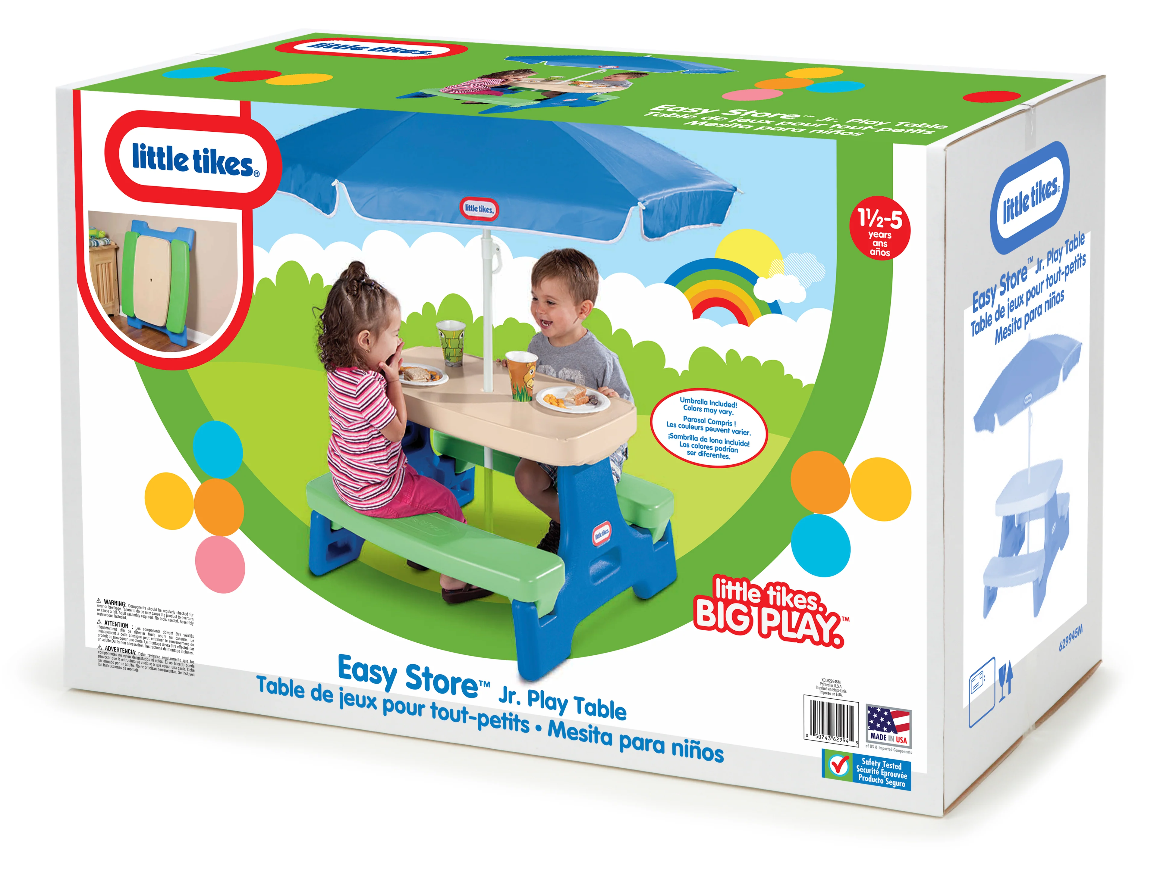 Little Tikes Easy Store Jr. Play Table with UV-Protected Umbrella - Image 4