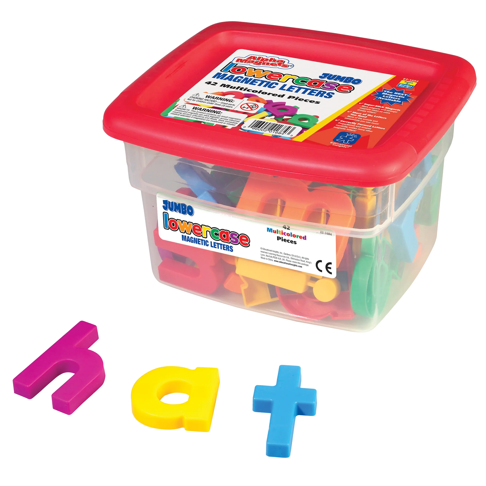 Educational Insights AlphaMagnets Jumbo Lowercase Magnetic Set - Multi-Colored, 42 Pieces