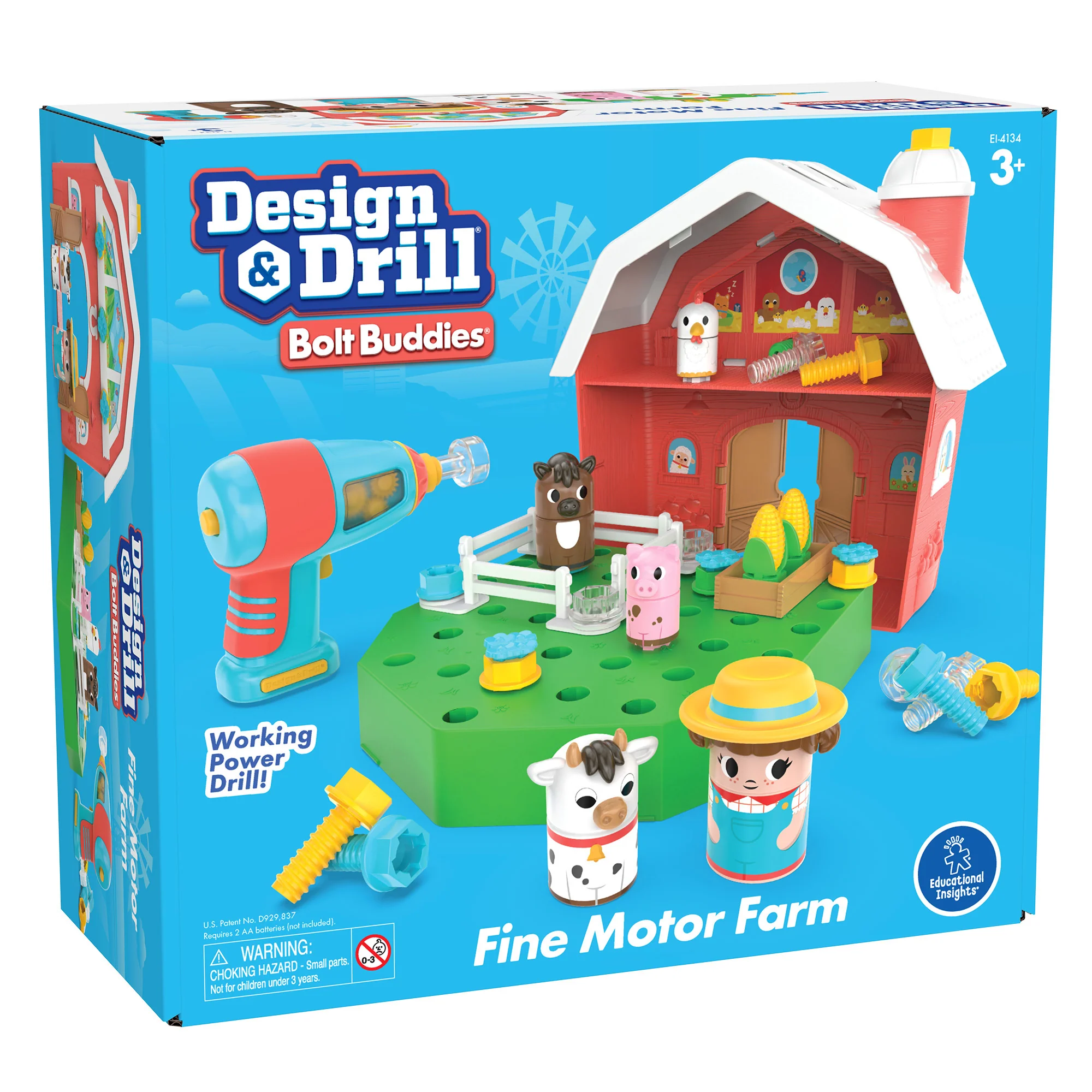 Educational Insights Design & Drill Bolt Buddies Barn - Interactive Farm Playset - Image 2