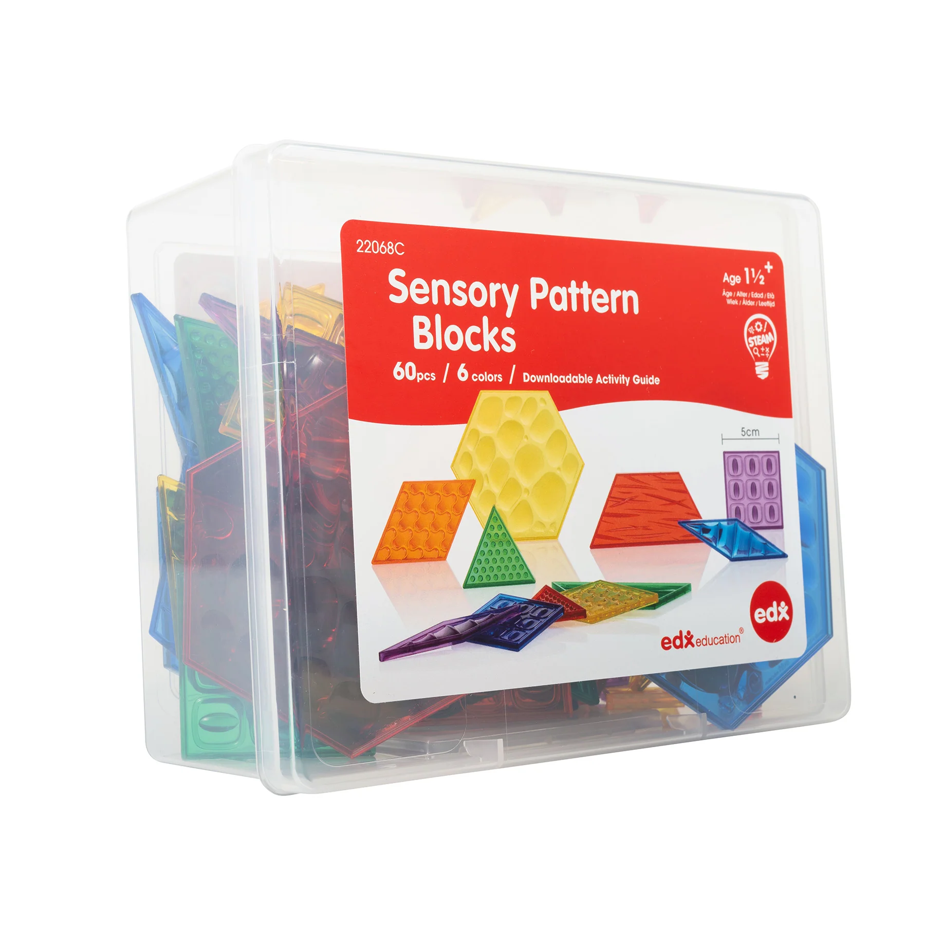 edxeducation Translucent Sensory Pattern Blocks - Tactile Exploration Set - Image 9