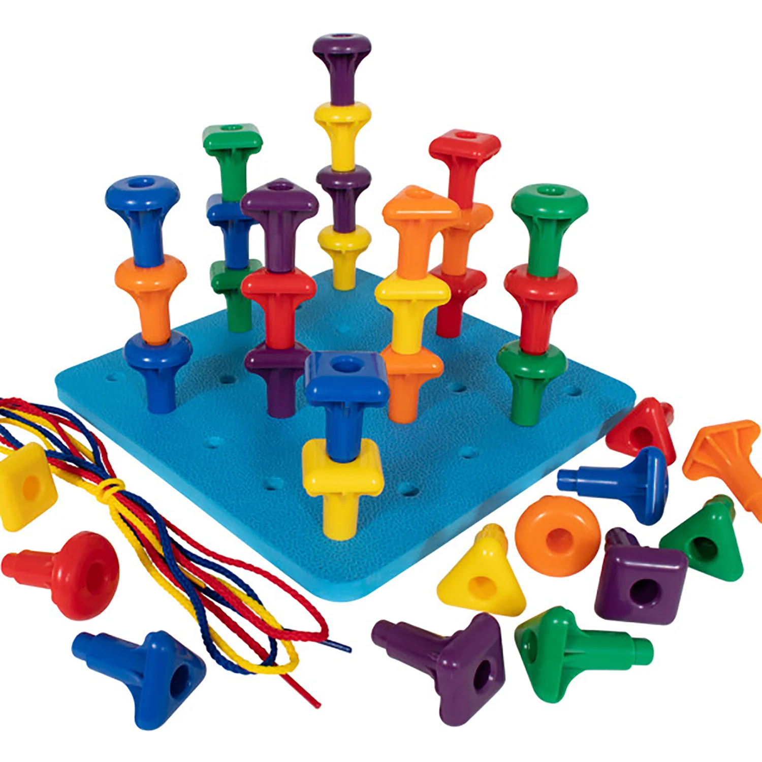 edxeducation Stacking Shape Pegs & Pegboard Set - Colorful Educational Toy - Image 2