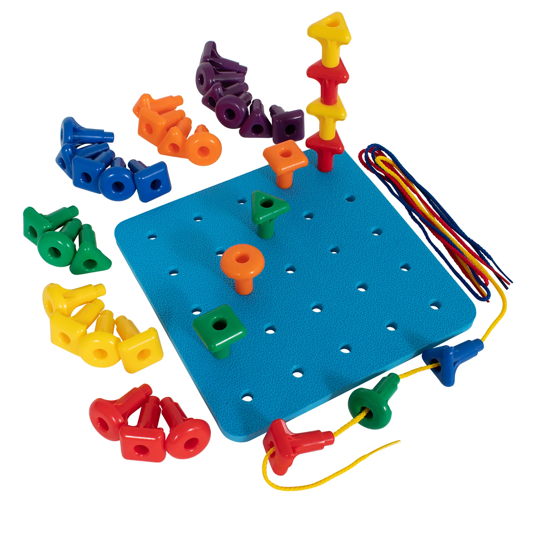 edxeducation Stacking Shape Pegs & Pegboard Set - Colorful Educational Toy - Image 3