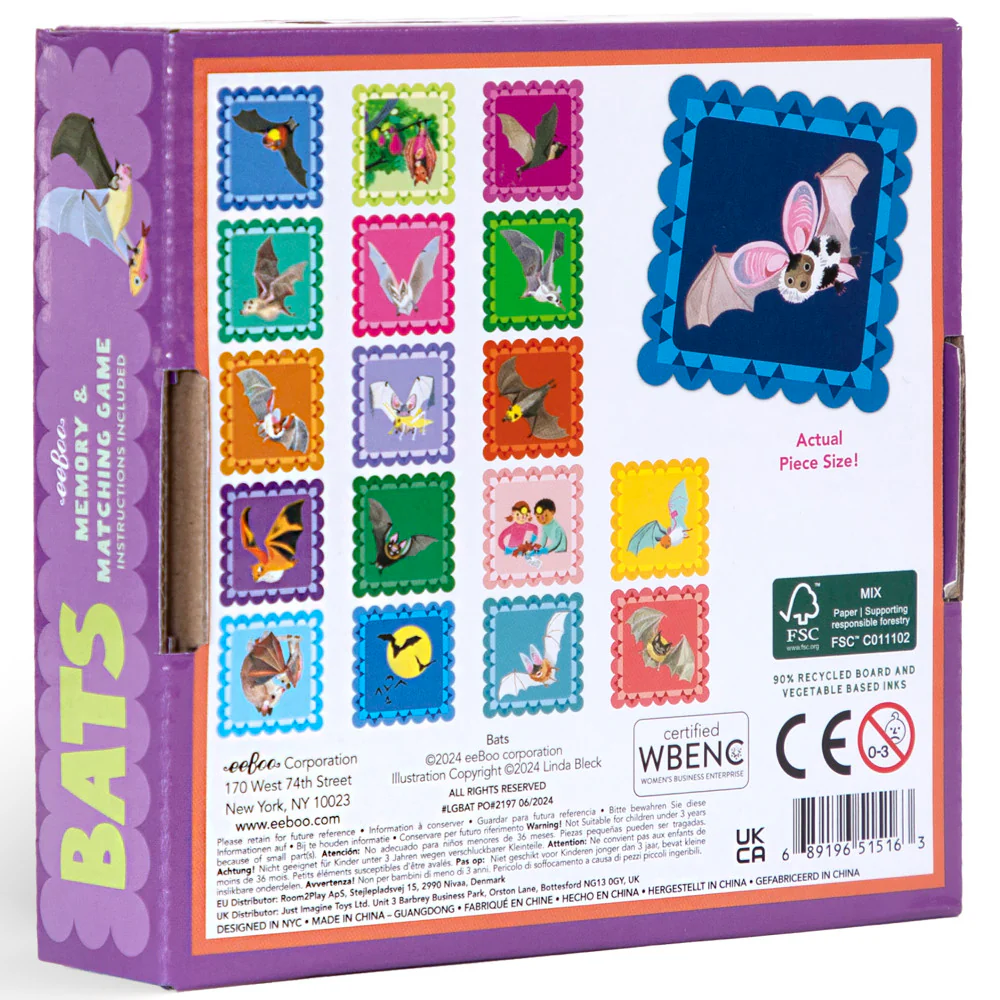 eeBoo Bats Little Square Memory & Matching Game for Kids Ages 3+ - Image 2