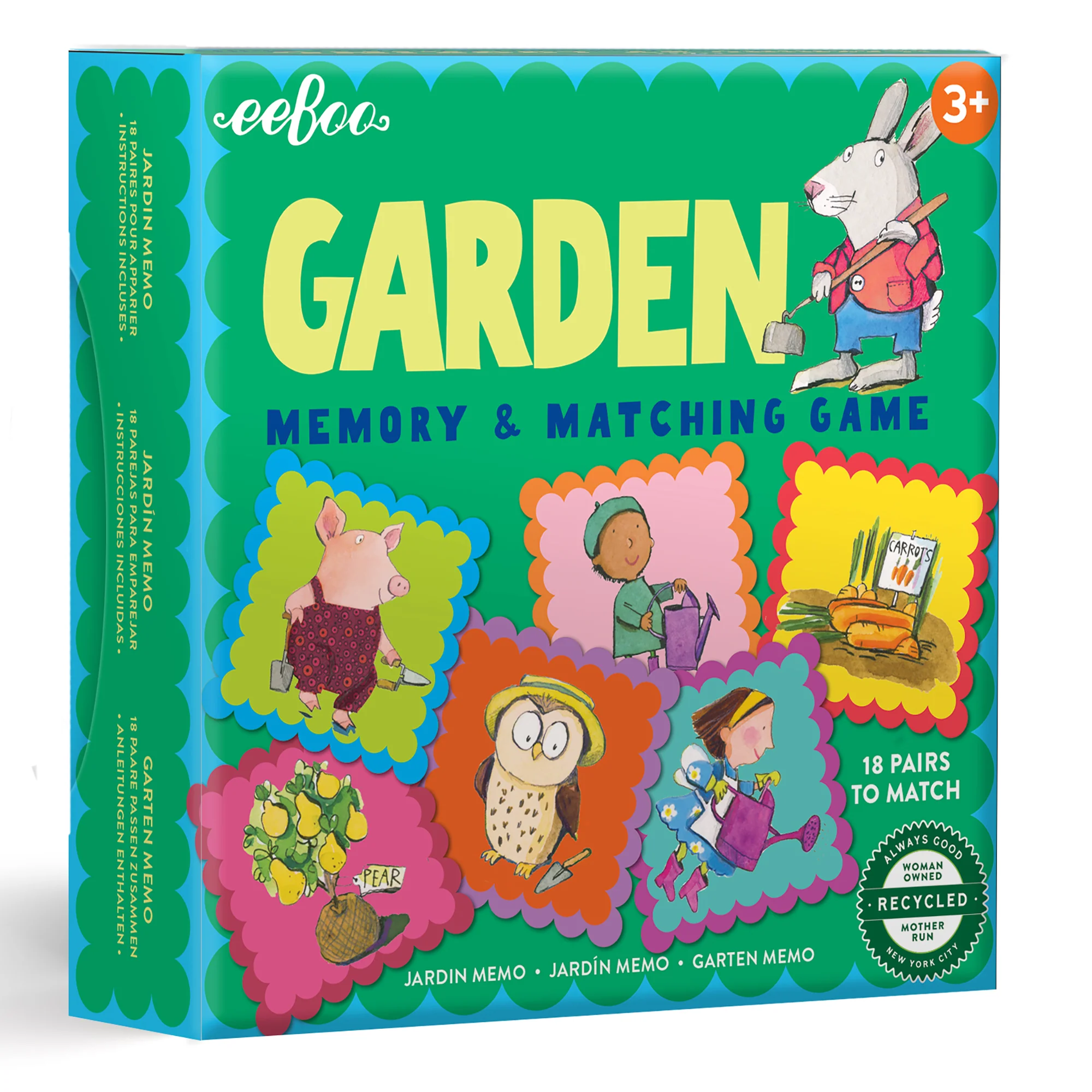 eeBoo Garden Little Square Matching Memory Game - Educational Fun for Kids