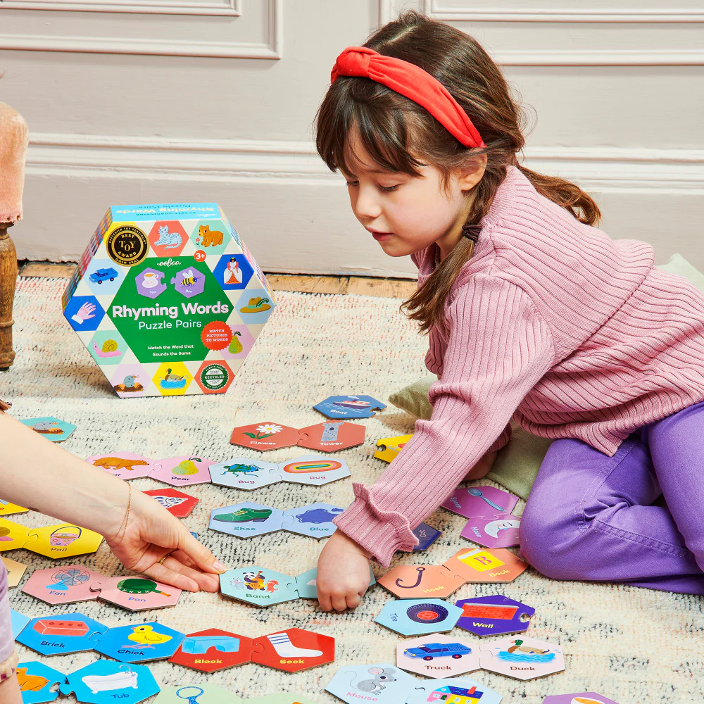 eeBoo Hexagon Puzzle Pairs - Rhyming Words - Educational Game for Kids Age 3+ - Image 5
