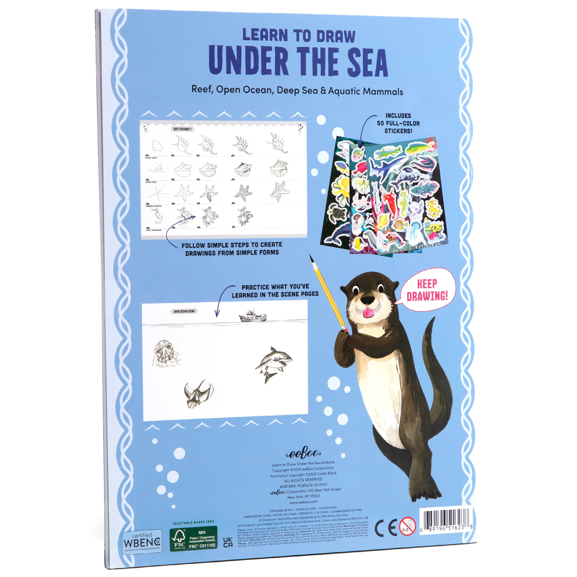 eeBoo Under the Sea Drawing Kit - 32 Pages + 50 Stickers - Image 2