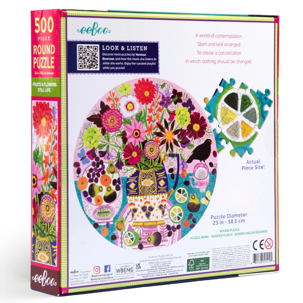 eeBoo Piece & Love Fruits & Flowers Jigsaw Puzzle - 500 pc - Image 3