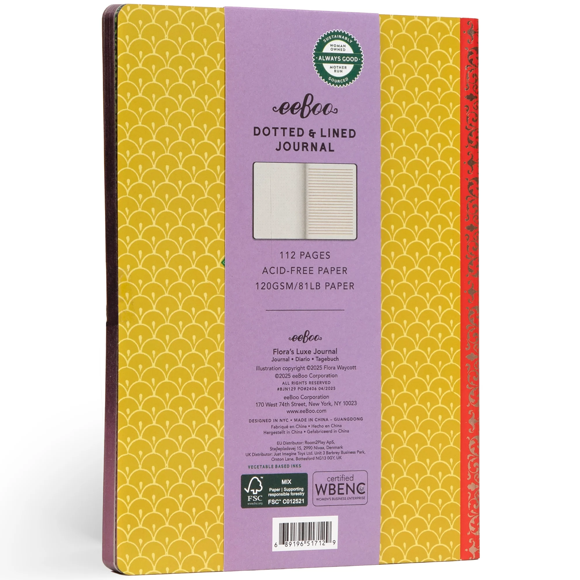 eeBoo Piece & Love Luxe Journal - Flora's 112pg Gilded Notebook - Image 2