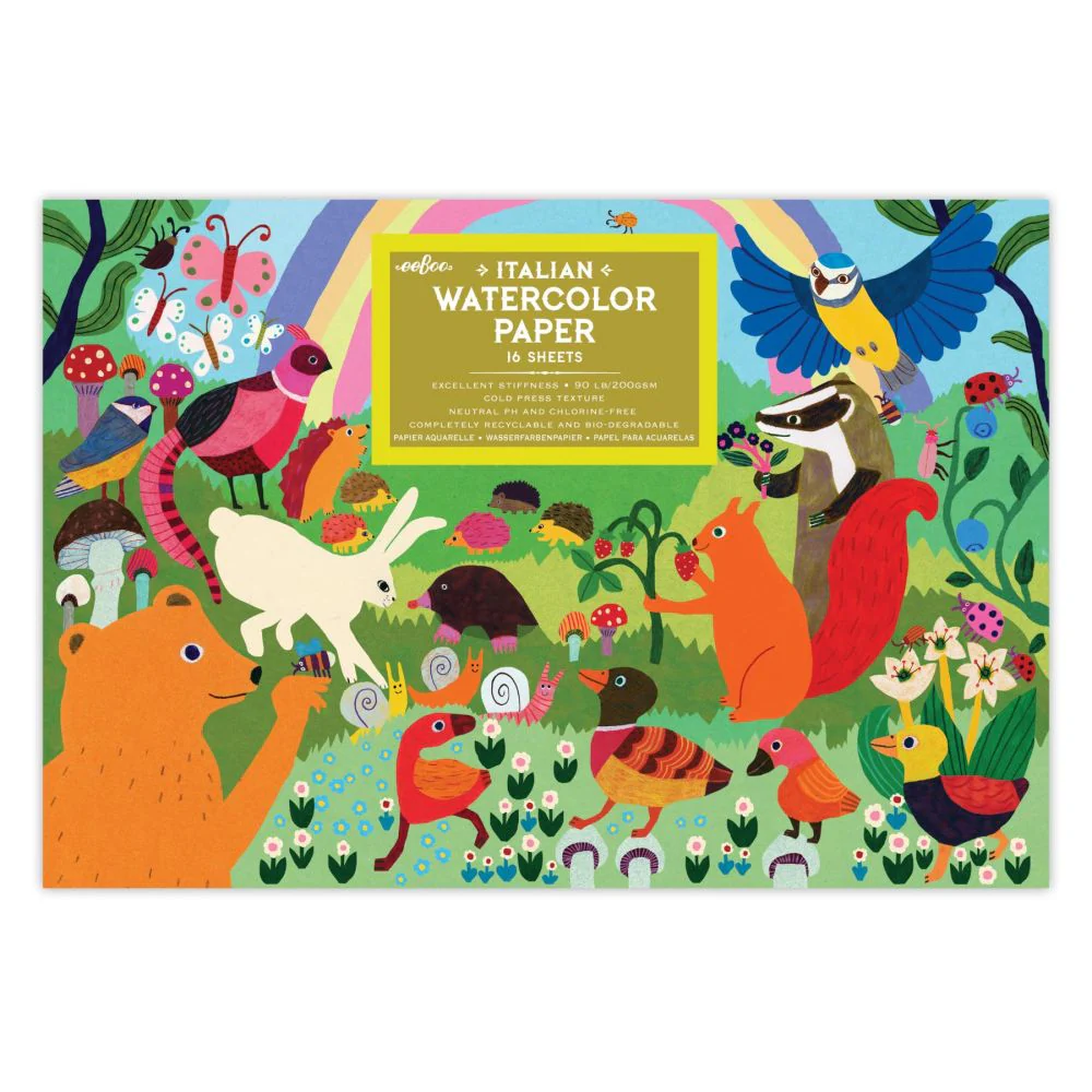 eeBoo Woodland Rainbow Watercolor Pad - High-Quality Italian Paper - Image 2