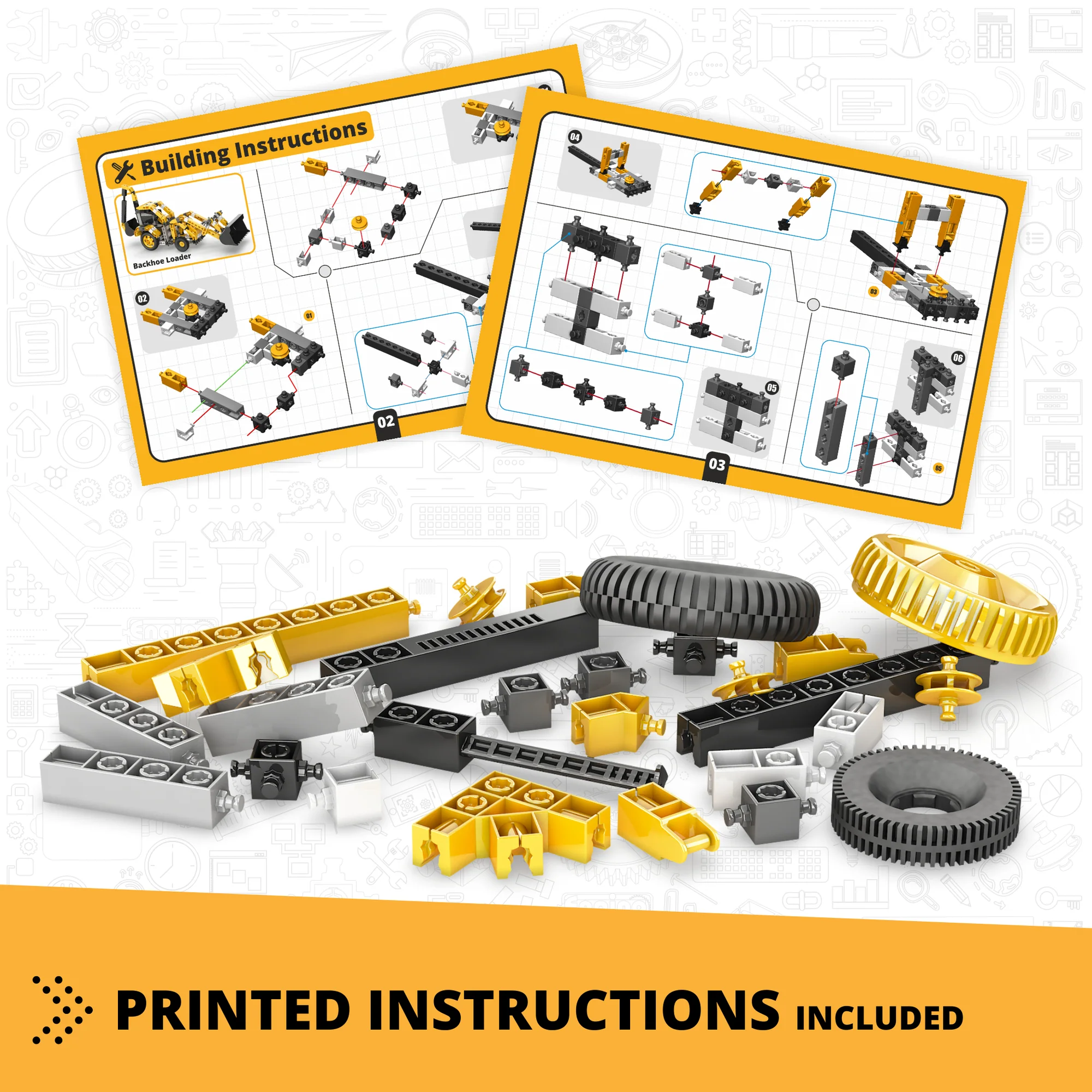 Engino Machinery Series 3-in-1 Backhoe Loader Creative Builder Set - Image 3