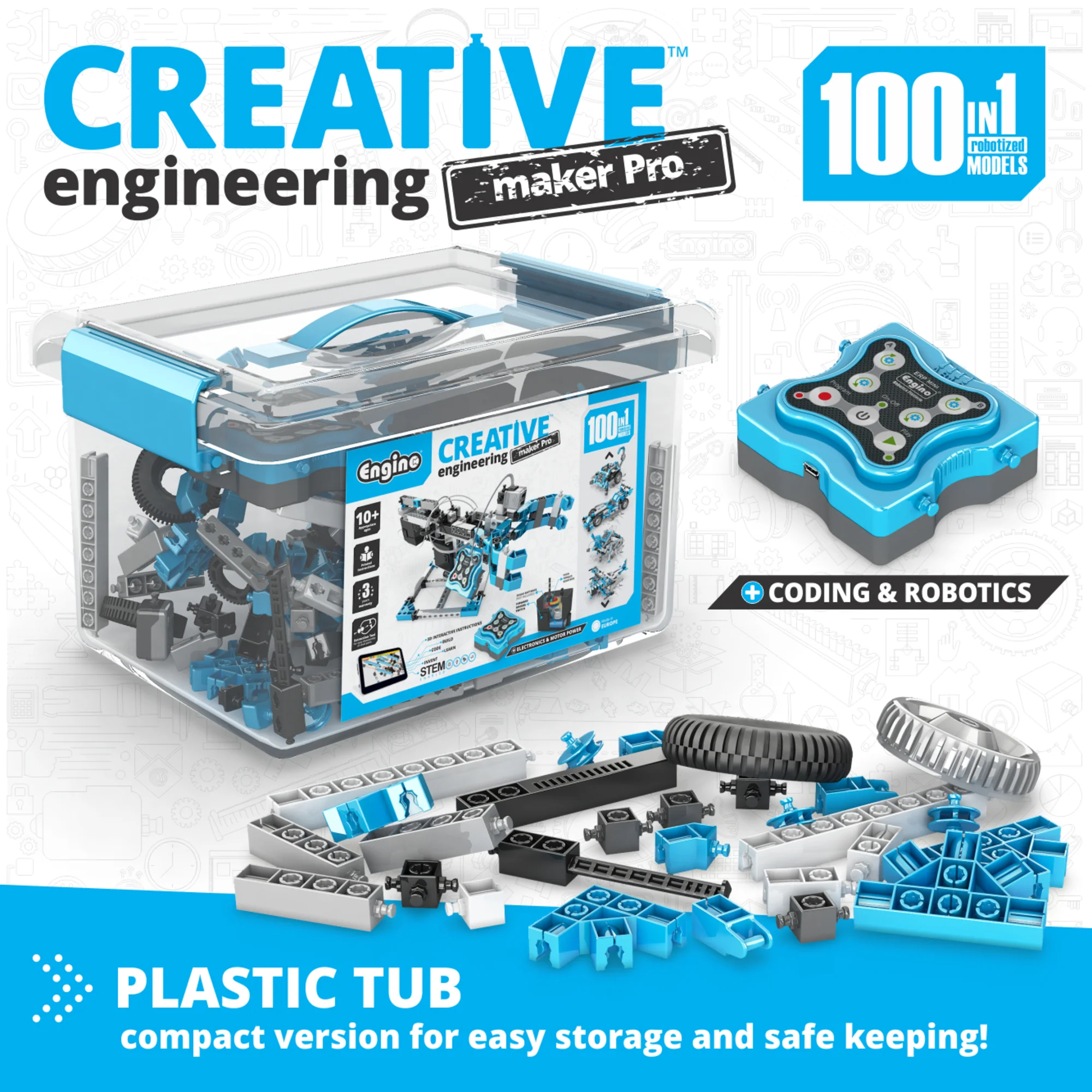 Engino Creative Engineering Maker Pro - 100 Models STEM Kit with Robotics and Coding, IR Sensor & Motor - Image 2