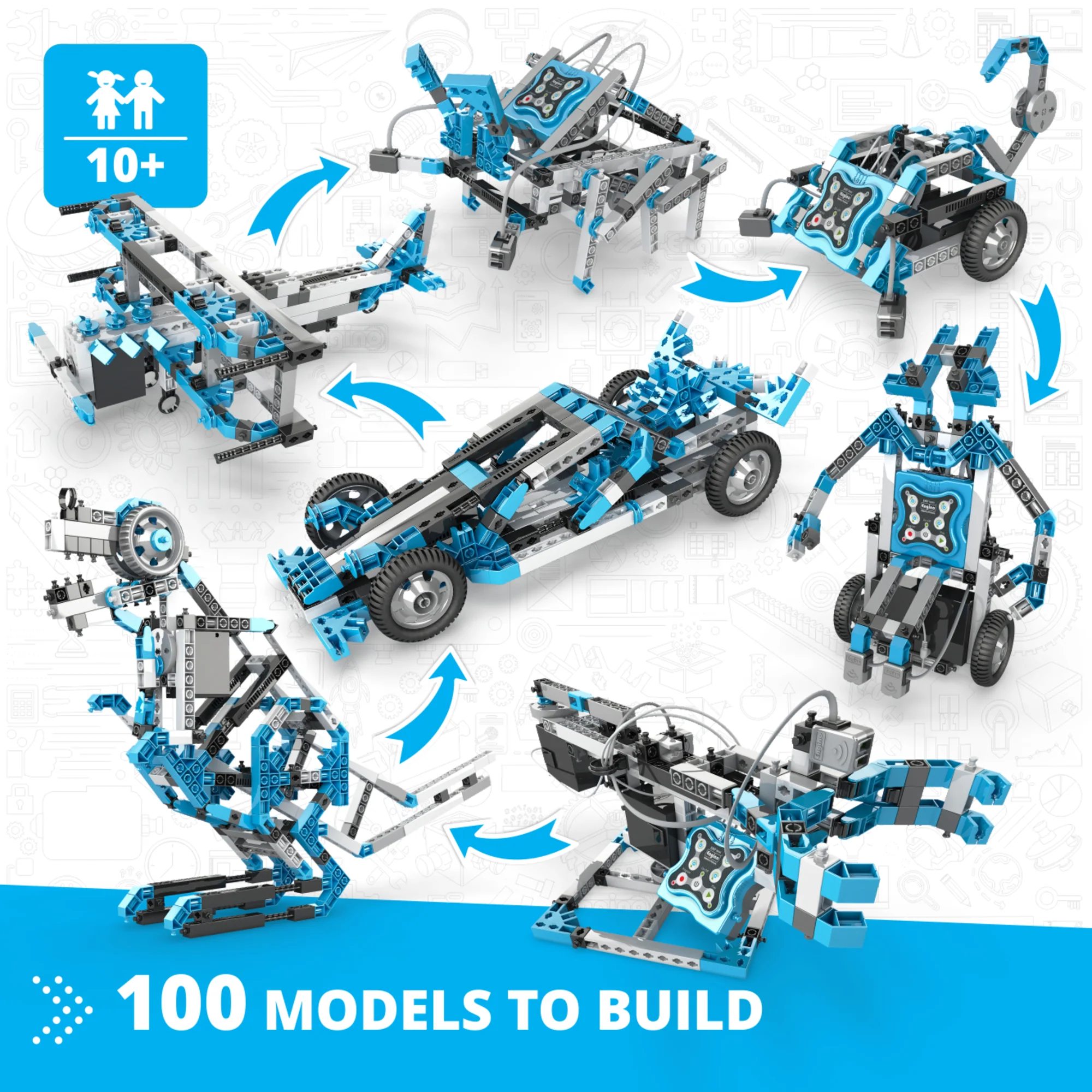 Engino Creative Engineering Maker Pro - 100 Models STEM Kit with Robotics and Coding, IR Sensor & Motor - Image 3