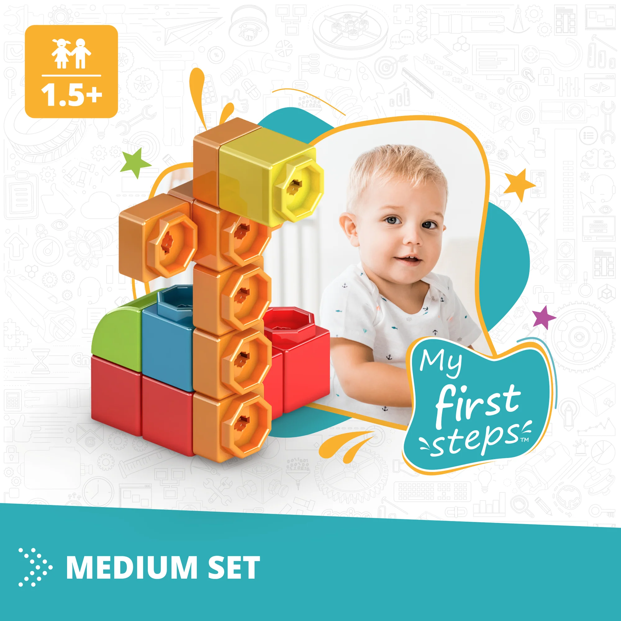 Engino Qboidz Baby - My First Steps 44pc Toddler Building Set - Image 2