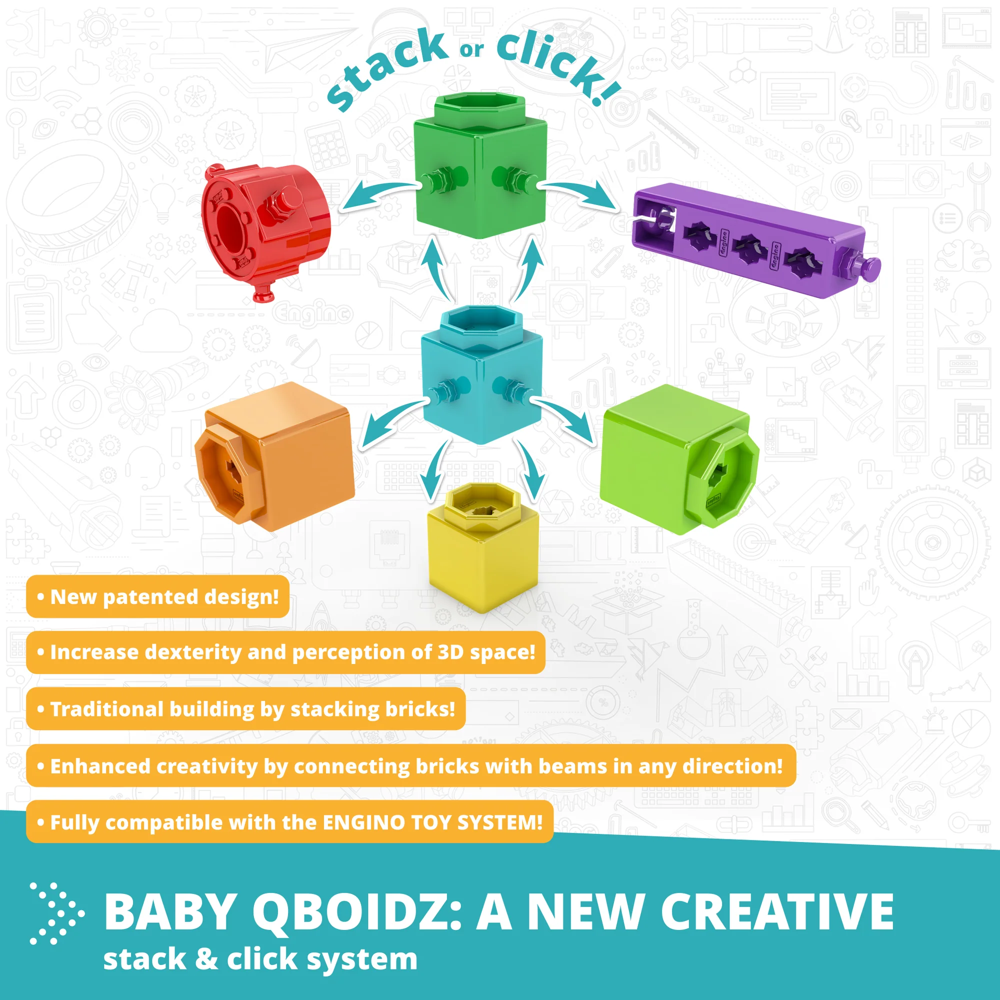 Engino Qboidz Baby - My First Steps 44pc Toddler Building Set - Image 3