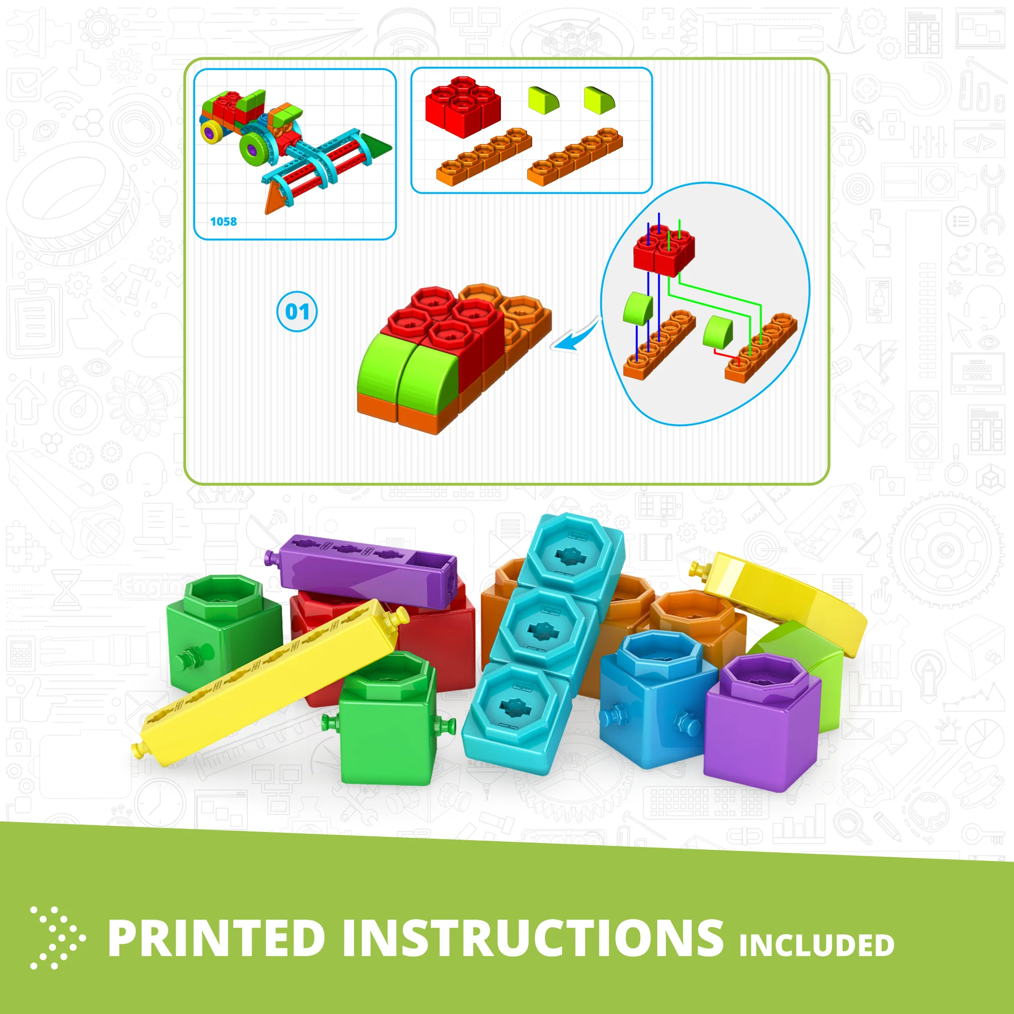 Engino Qboidz Farm Tractor 10-Model Building Set - STEM Learning Toy for Kids 4+ - Image 3