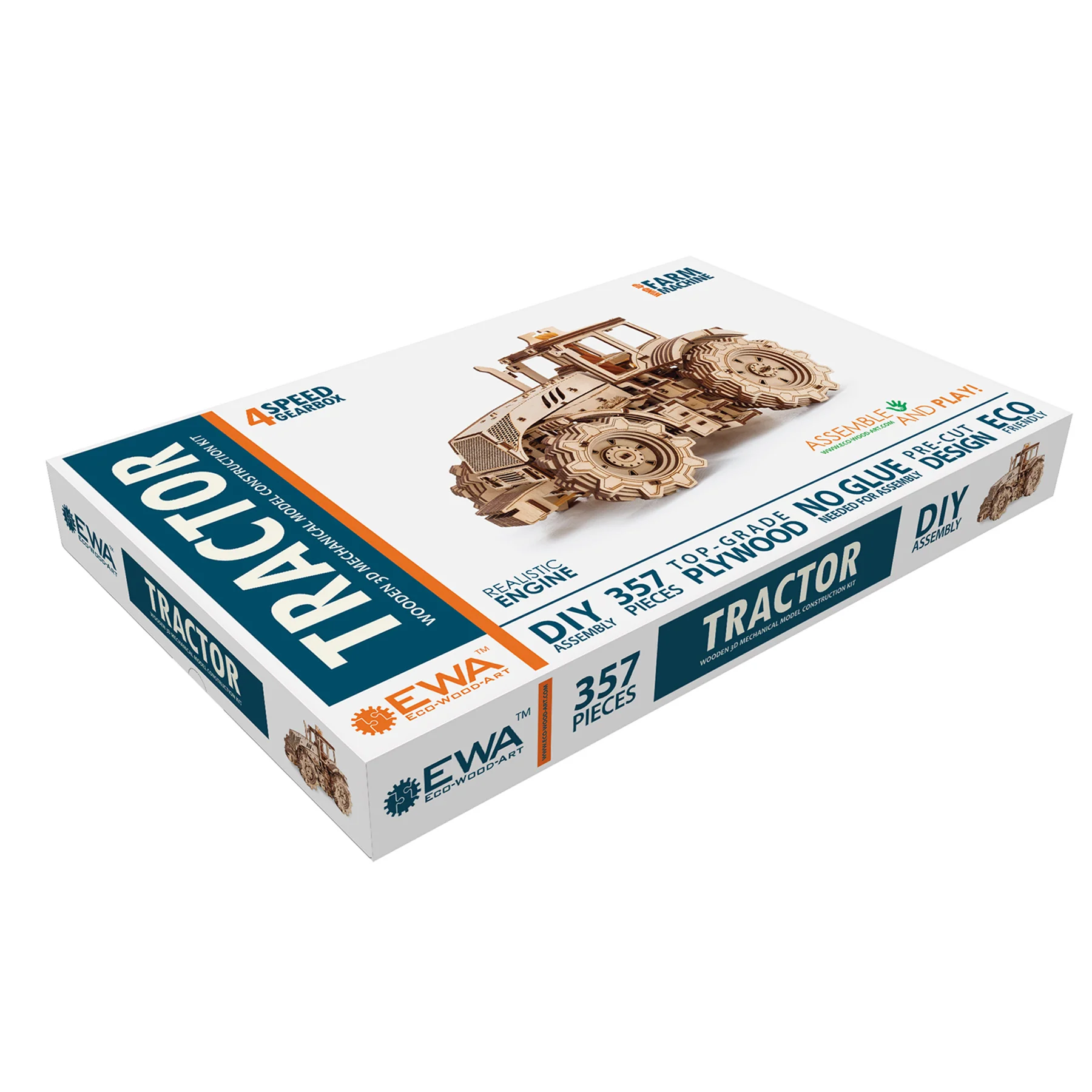 EWA Eco-Wood-Art Tractor - 3D Wooden STEM Puzzle Kit - Image 2