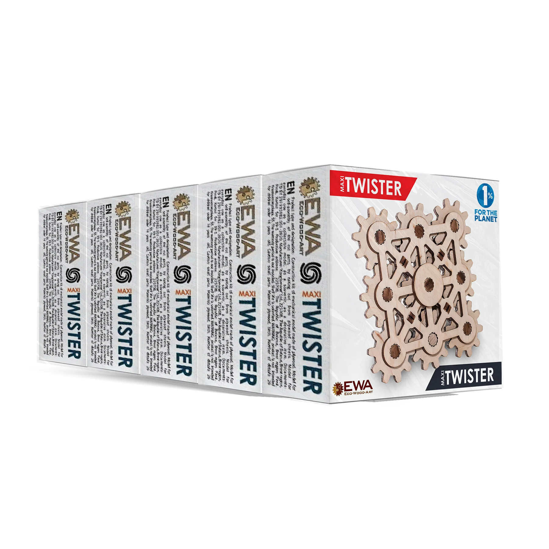 EWA Eco-Wood-Art Twister Maxi Fidget 3D Wooden STEM Puzzle, 5-Pack - Image 2