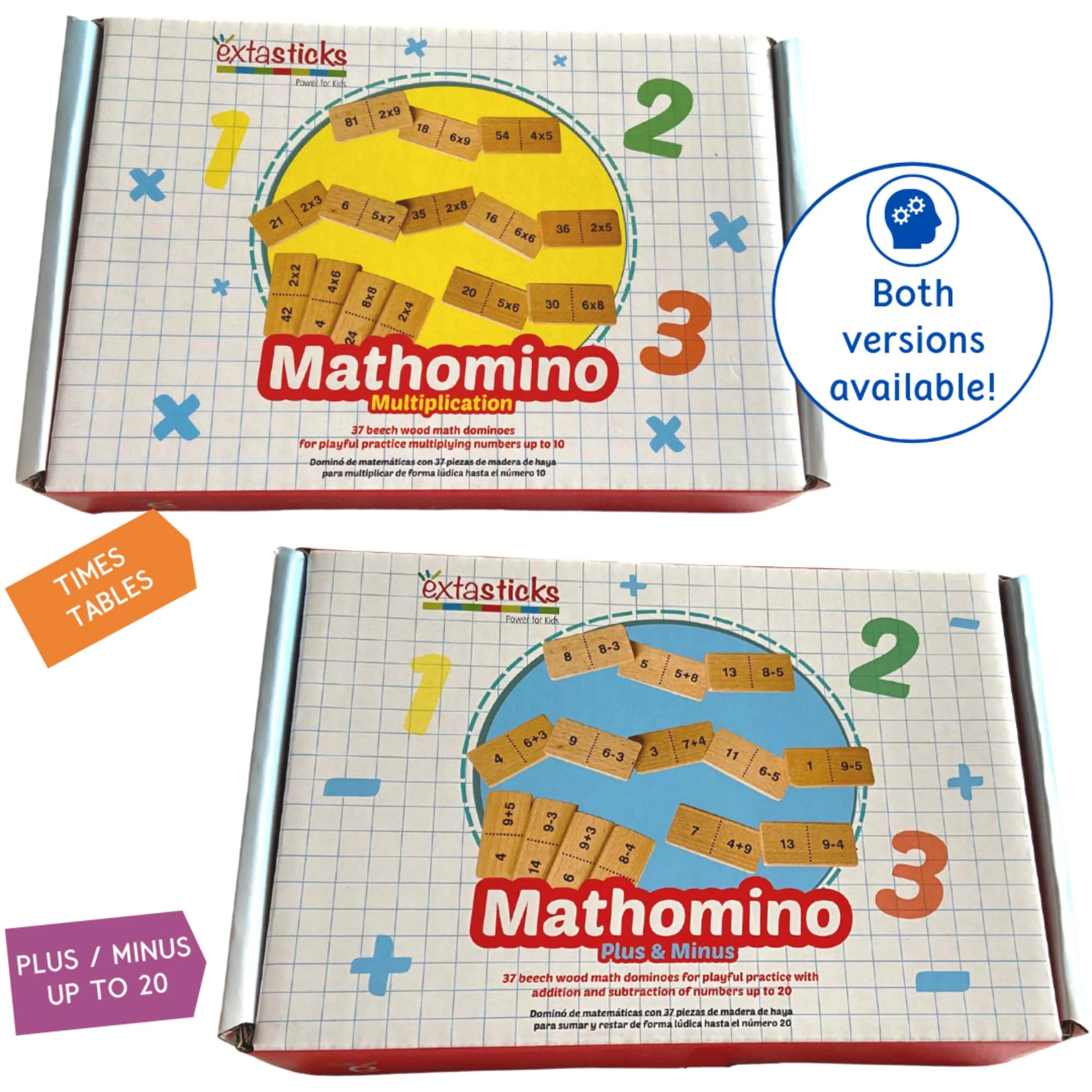 Extasticks Mathomino Plus & Minus Wooden Math Domino Game - Image 2