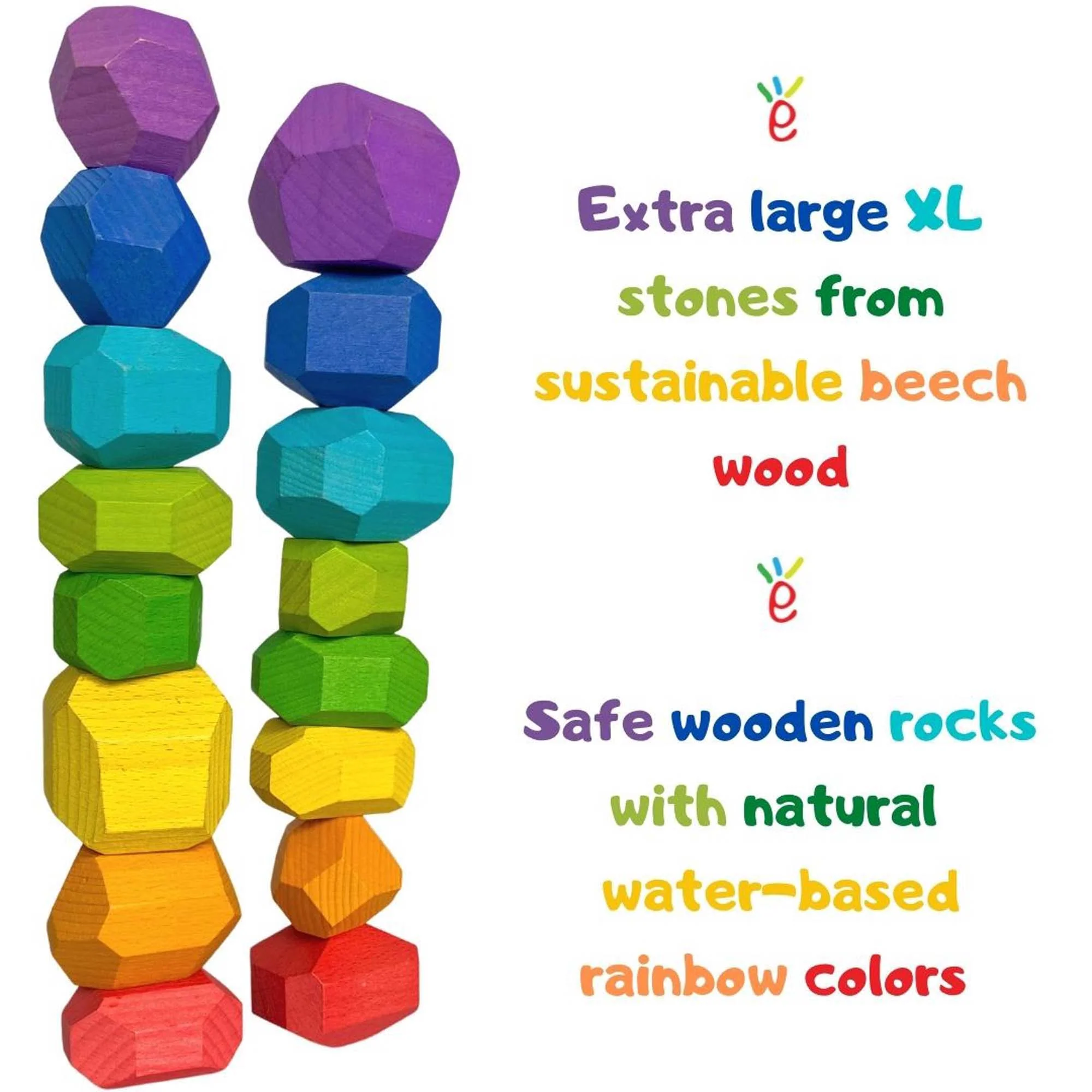 Extasticks Stackalino XL Wooden Balancing Stacking Rocks Set - Image 3