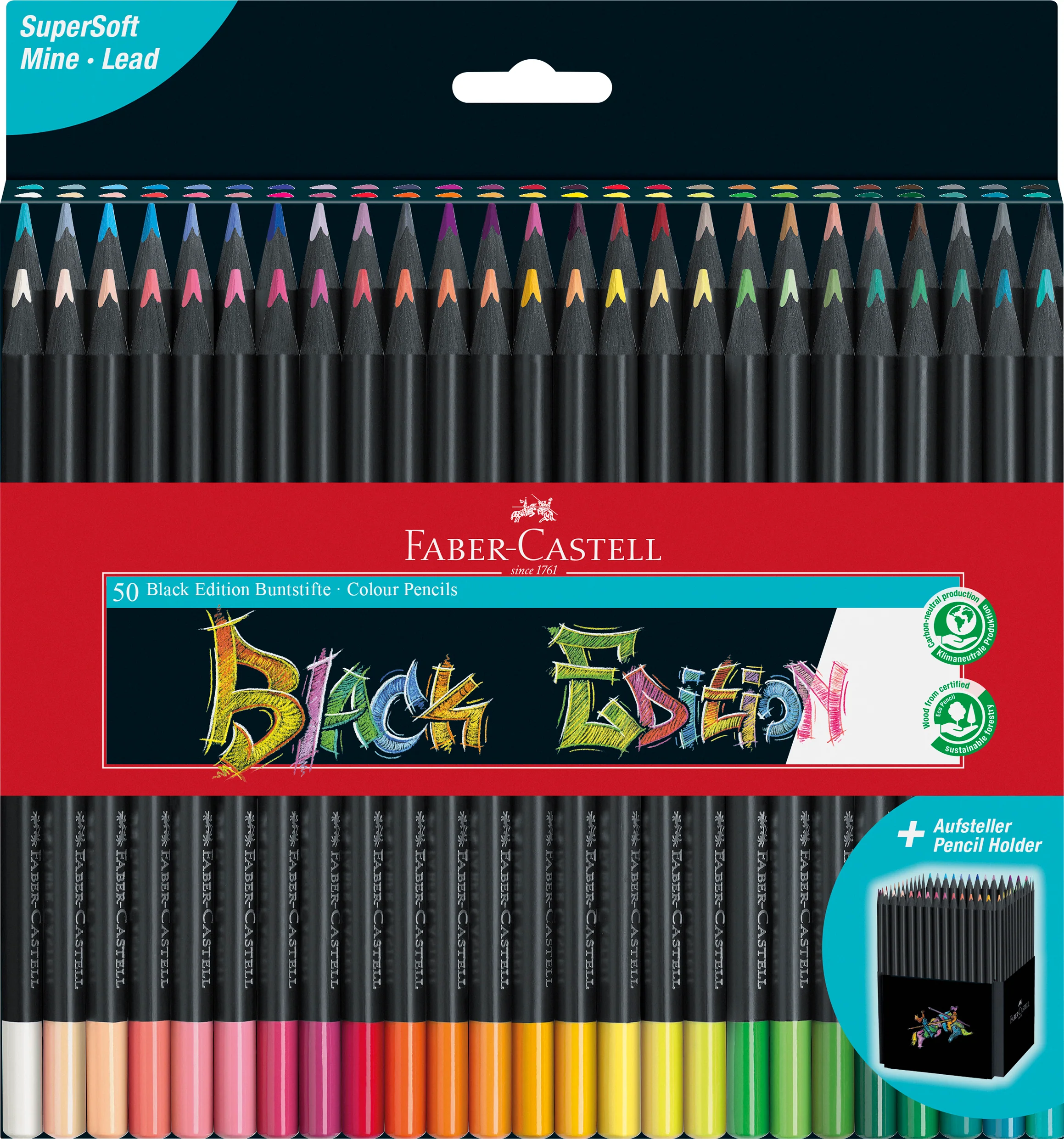 Faber-Castell Black Edition 50 Color Pencils - Art Set