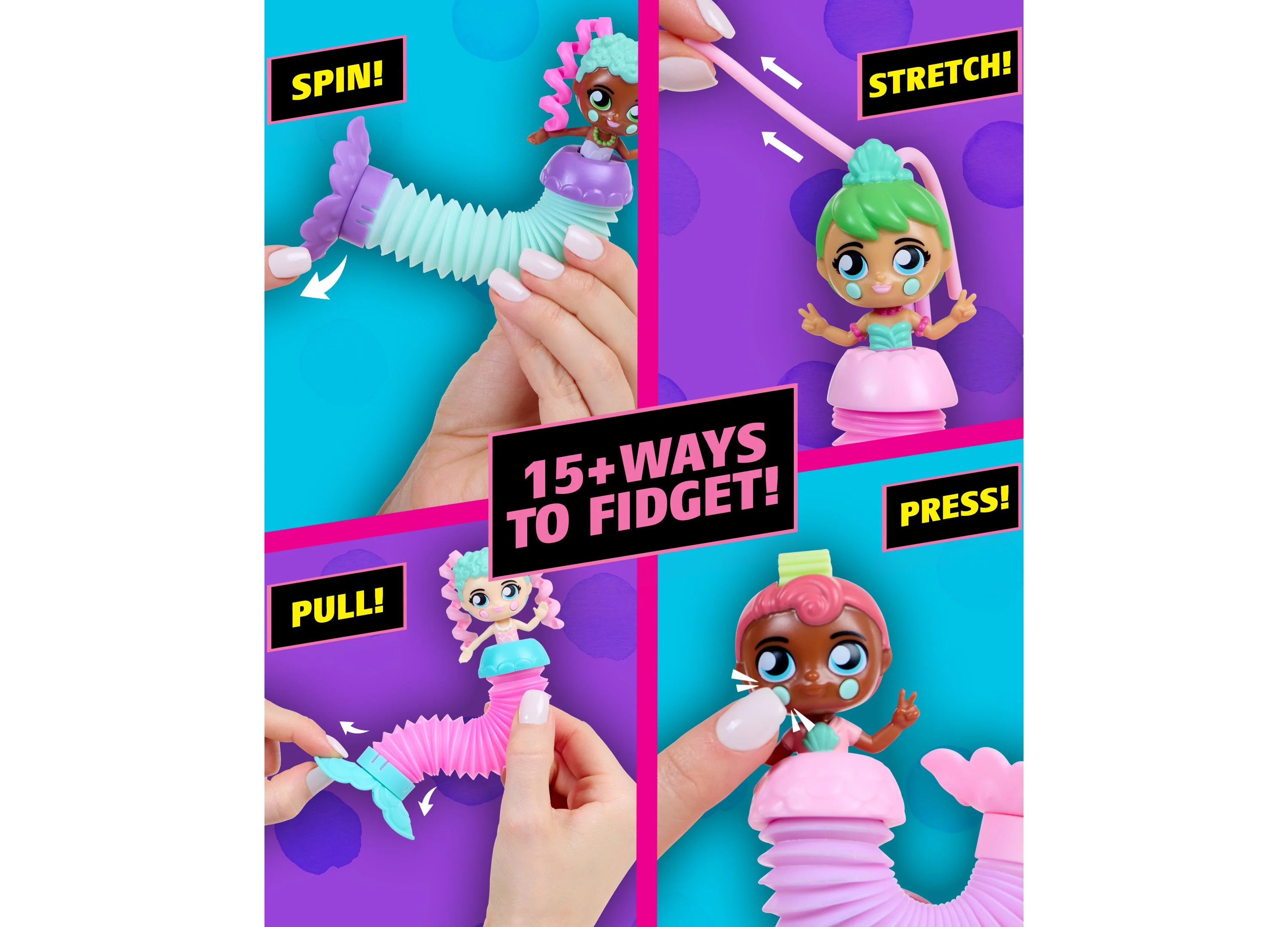 Fashion Fidgets Fantasy Series - Collectible Mermaid Dolls with Pop Tube Tails - Image 2