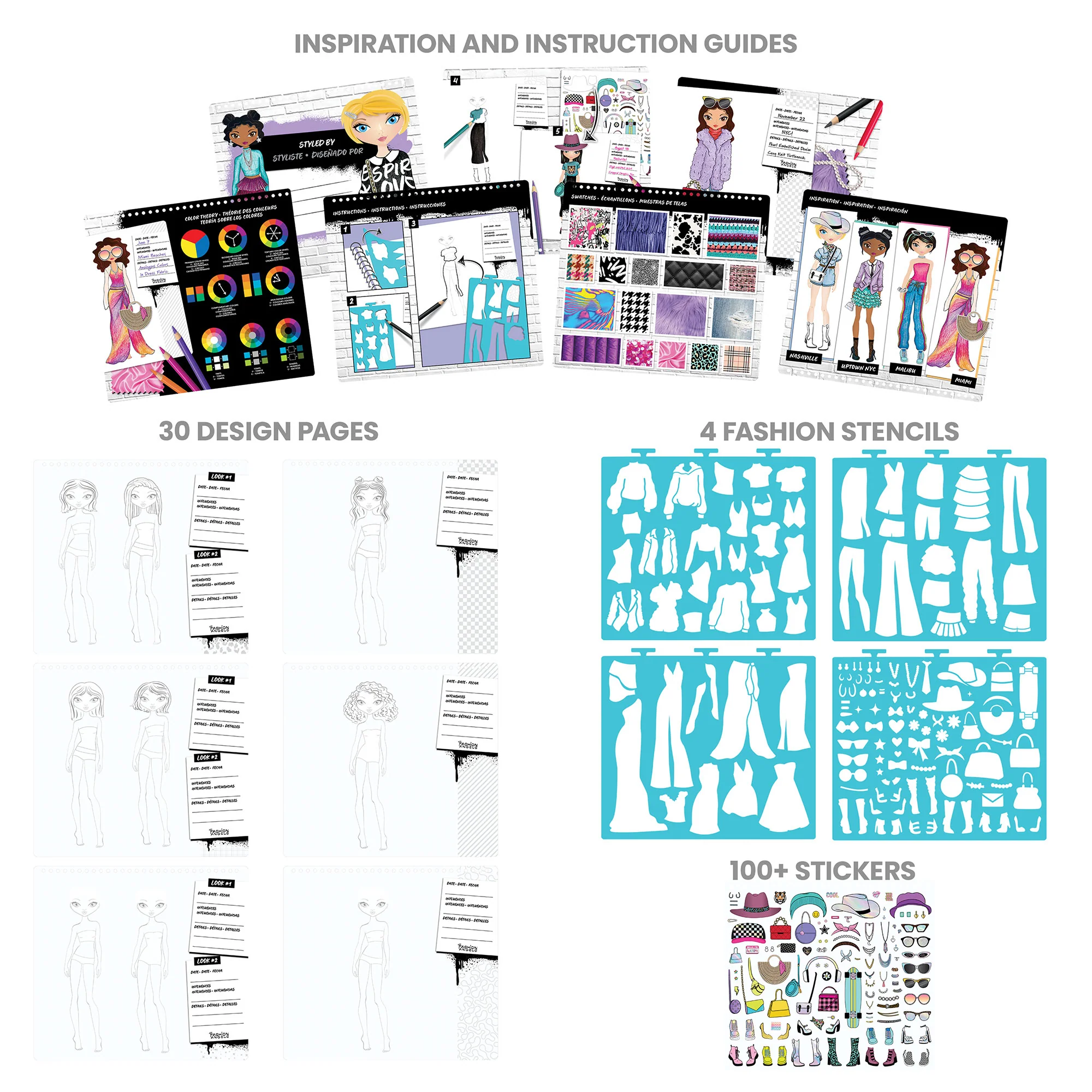 Fashion Angels Streetwear Sketch Portfolio With 30 Sheets And Stencils - Image 2