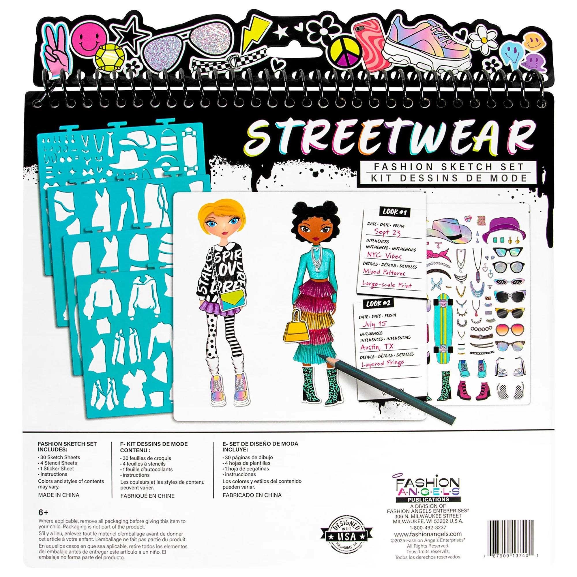 Fashion Angels Streetwear Sketch Portfolio With 30 Sheets And Stencils - Image 4