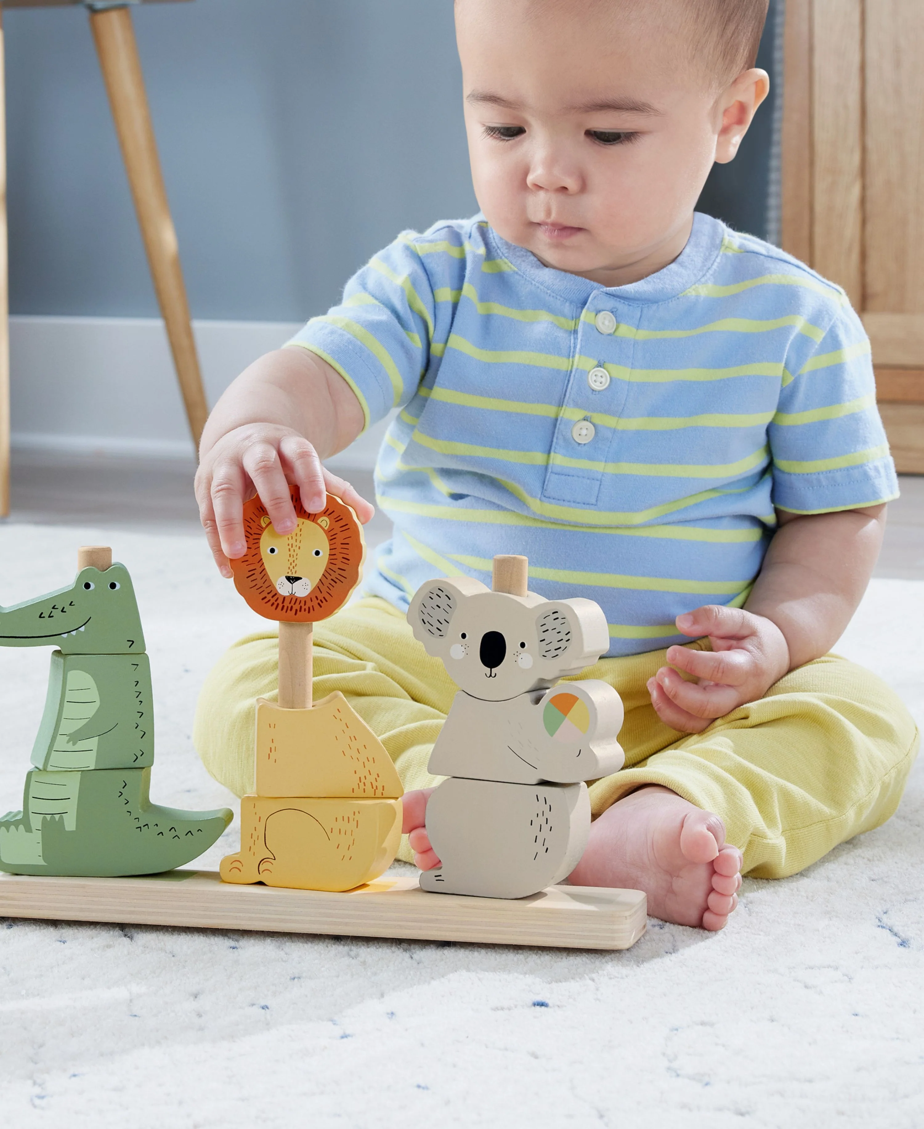 Fisher-Price Wooden Stack & Sort Animals – Eco-Friendly Toddler Toy - Image 2