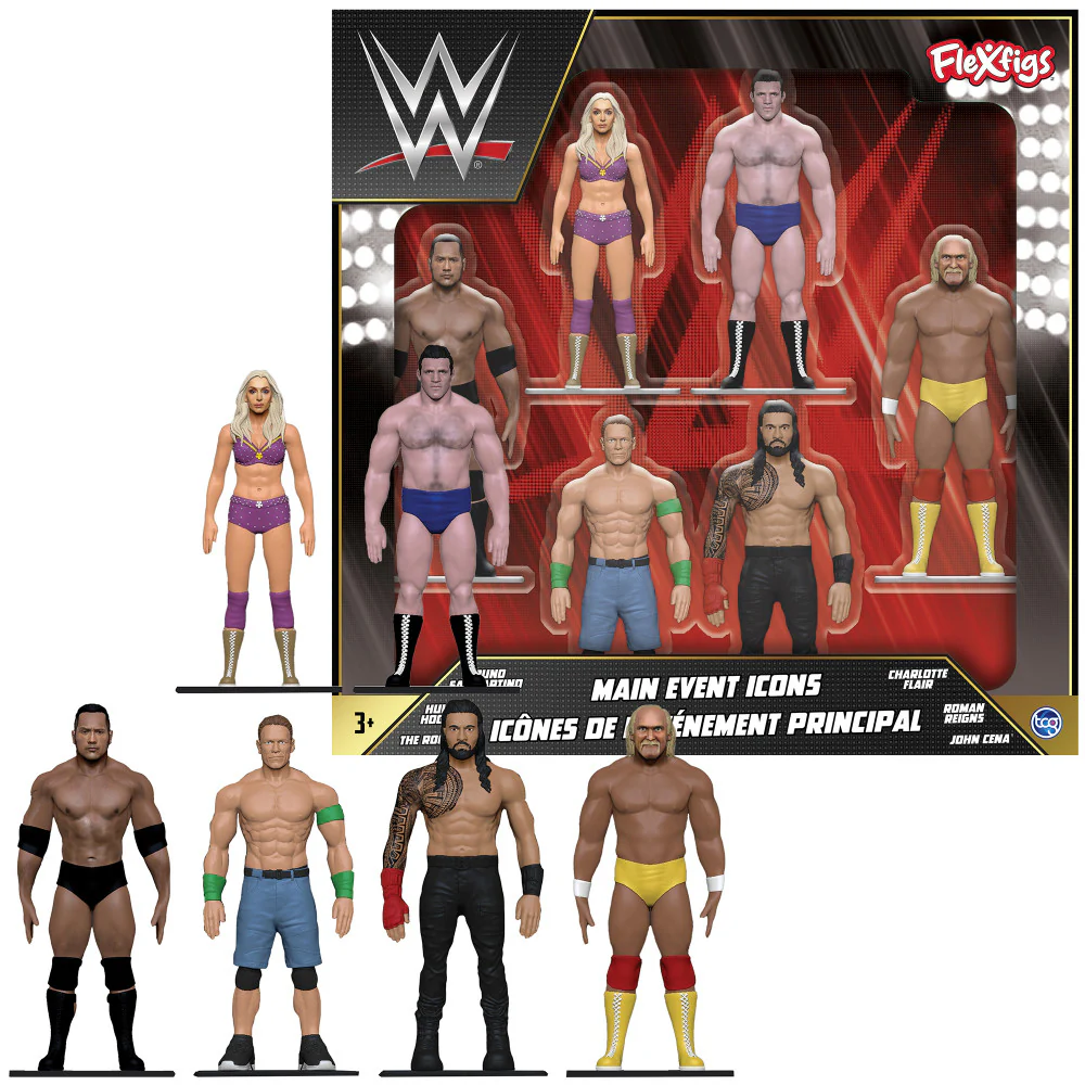 FleXfigs WWE Icons Deluxe Action Figures Pack - 6 Iconic Wrestlers - Image 2