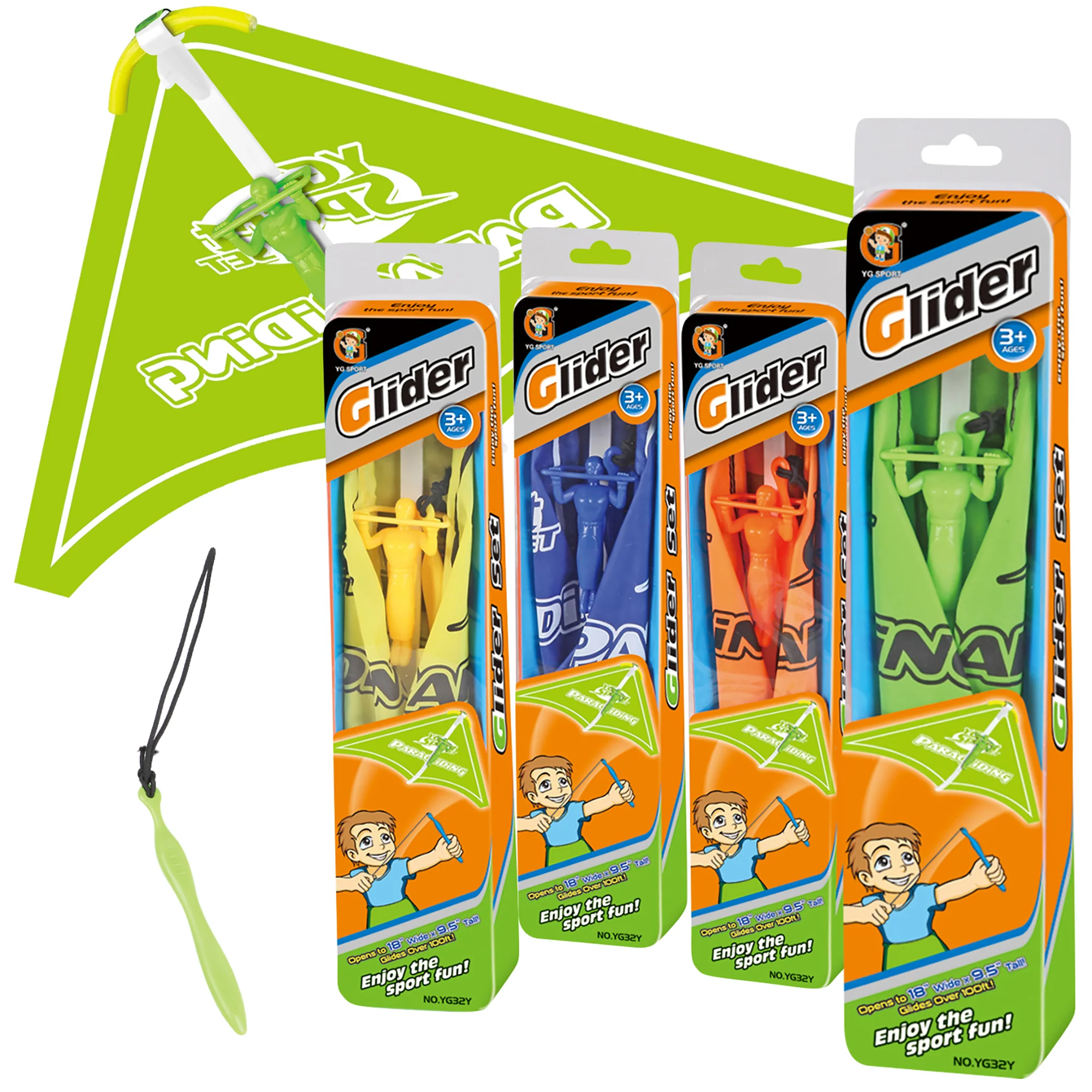 Sky-High Adventure Glider 4pk - Multicolor Parachute Fun for Kids 3+