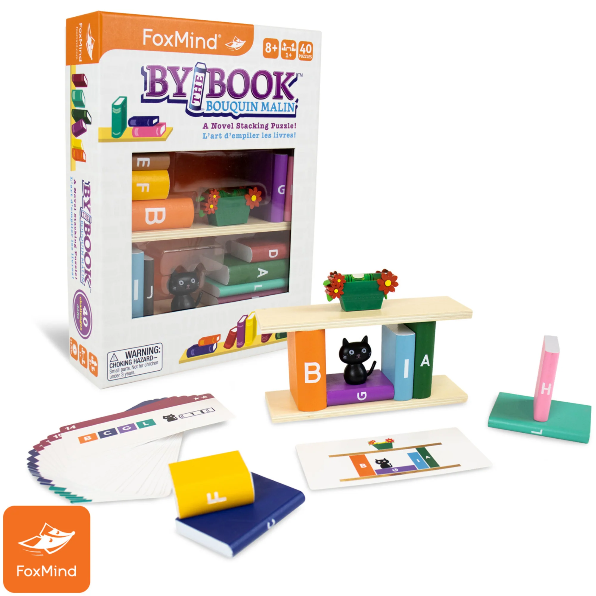 FoxMind By The Book 3D Wooden Stacking Puzzle - 40 Challenges - Image 3