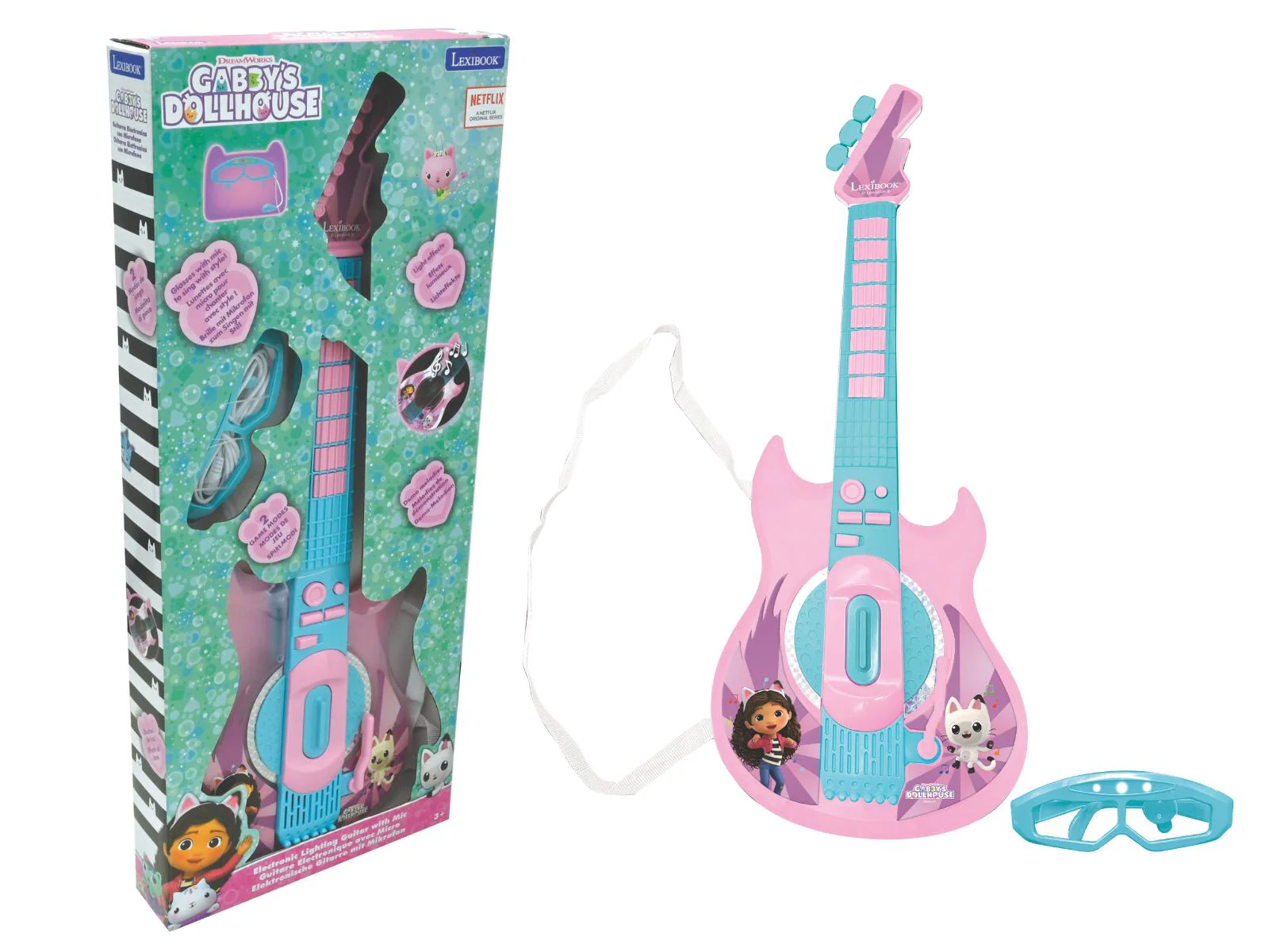 Gabby's Dollhouse Rockstar Lighting Guitar with Mic and Glasses - Image 3