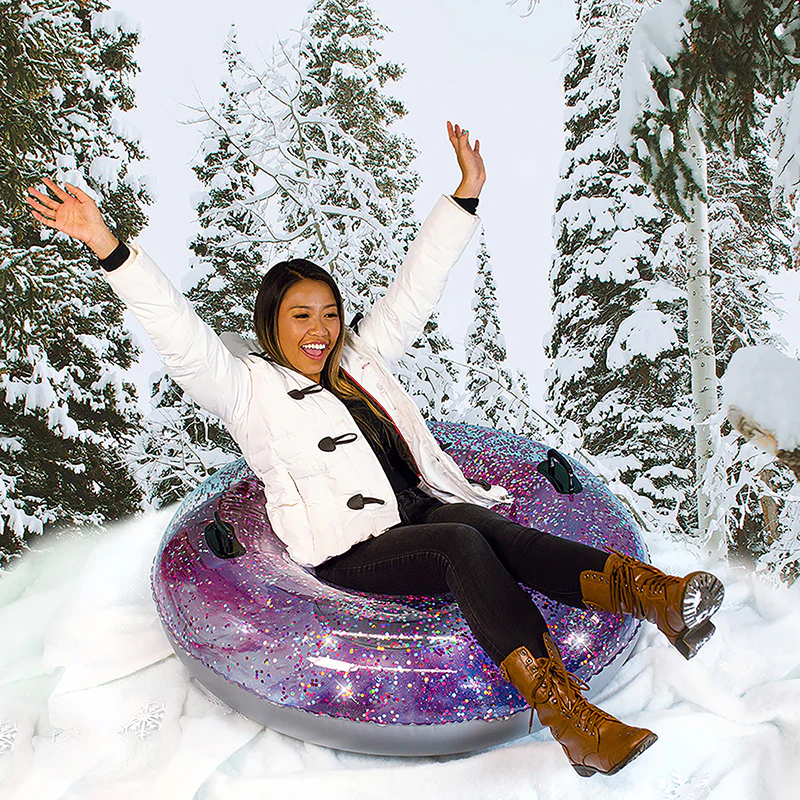 48-inch Galaxy Glitter Snow Tube - Deep Space Pink Glitter - Image 4