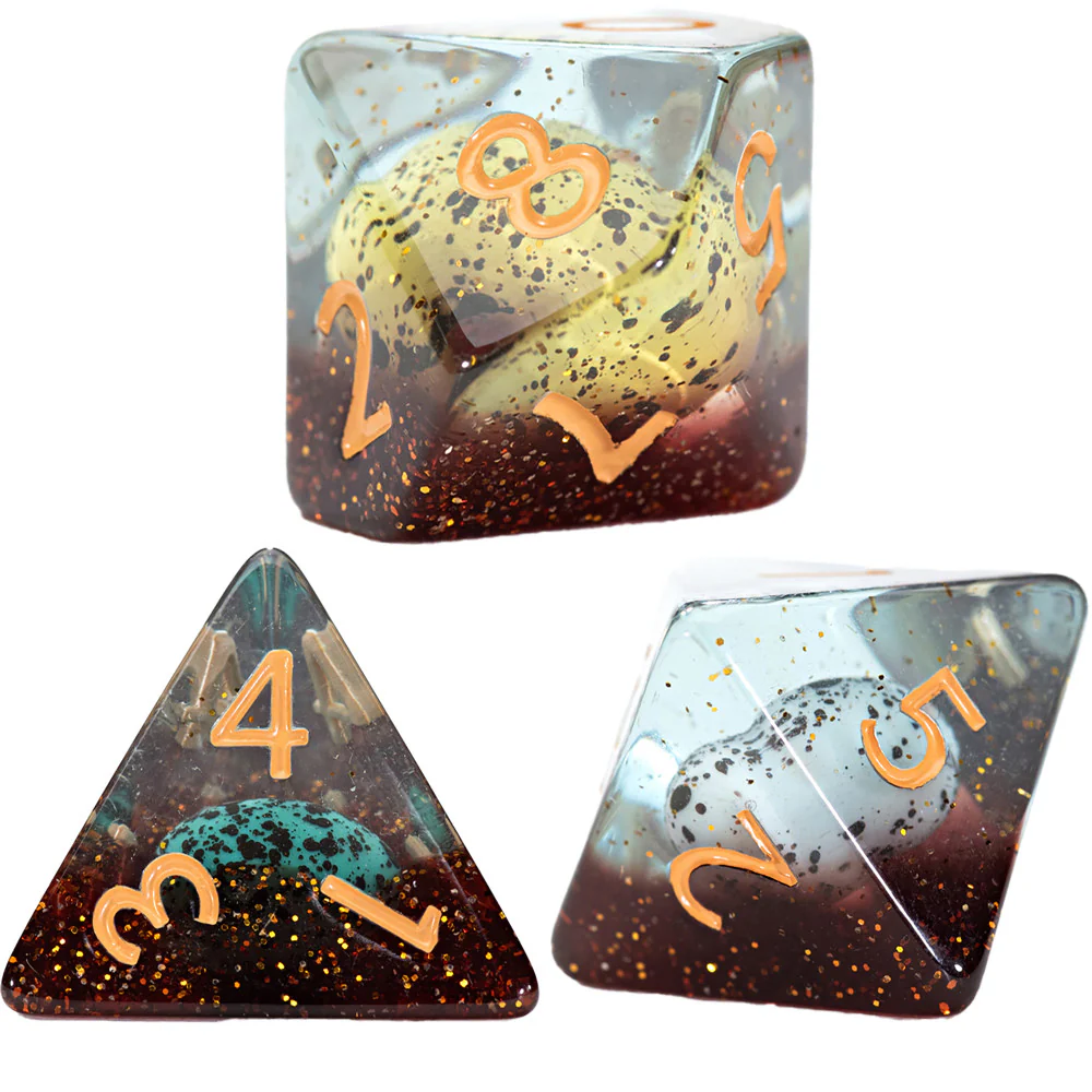 Gate Keeper Games Dinosaur Eggs Inclusion Dice - 7pc RPG Set