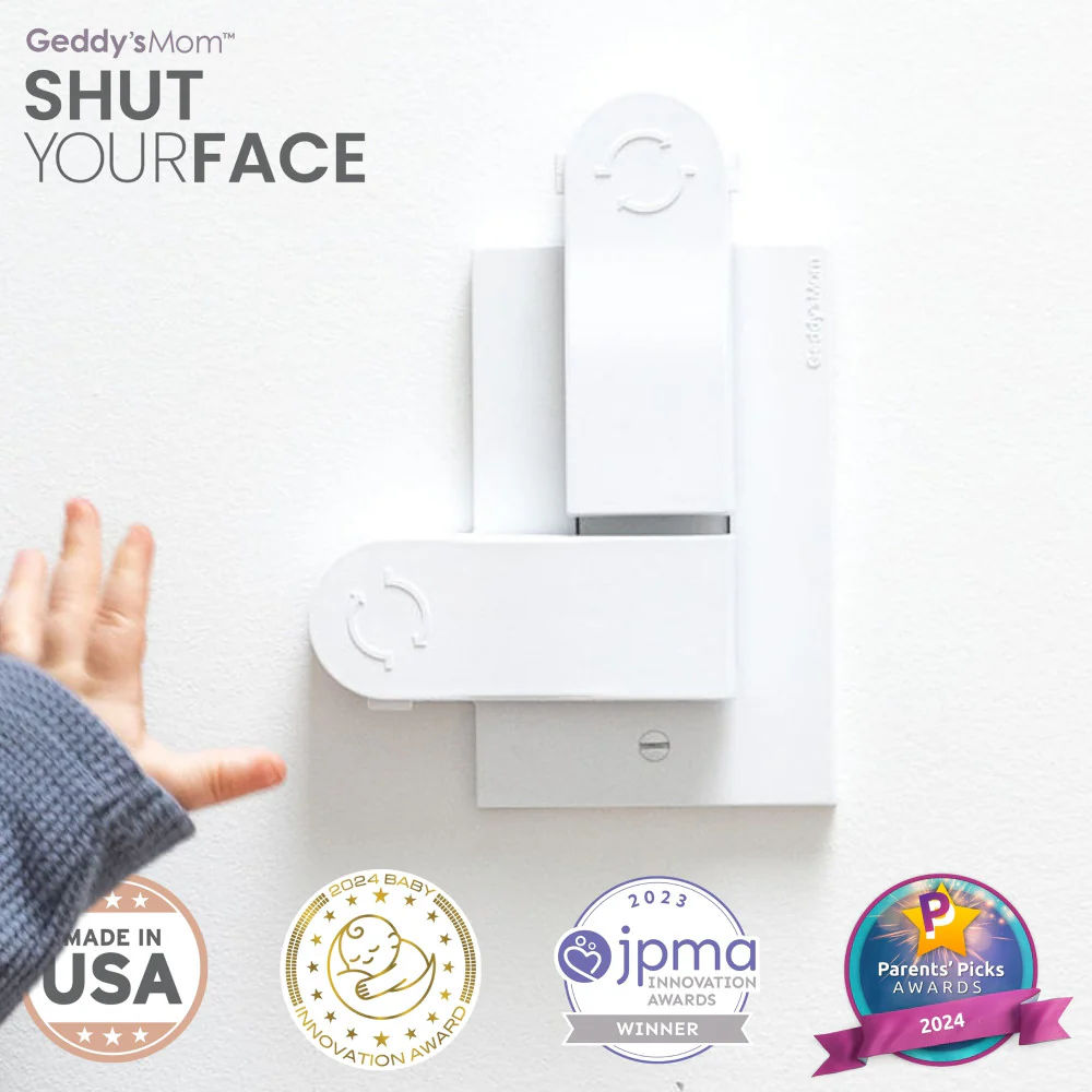 Geddy's Mom: Shut Your Face - White - Self-Closing Outlet Safety Cover - Image 3