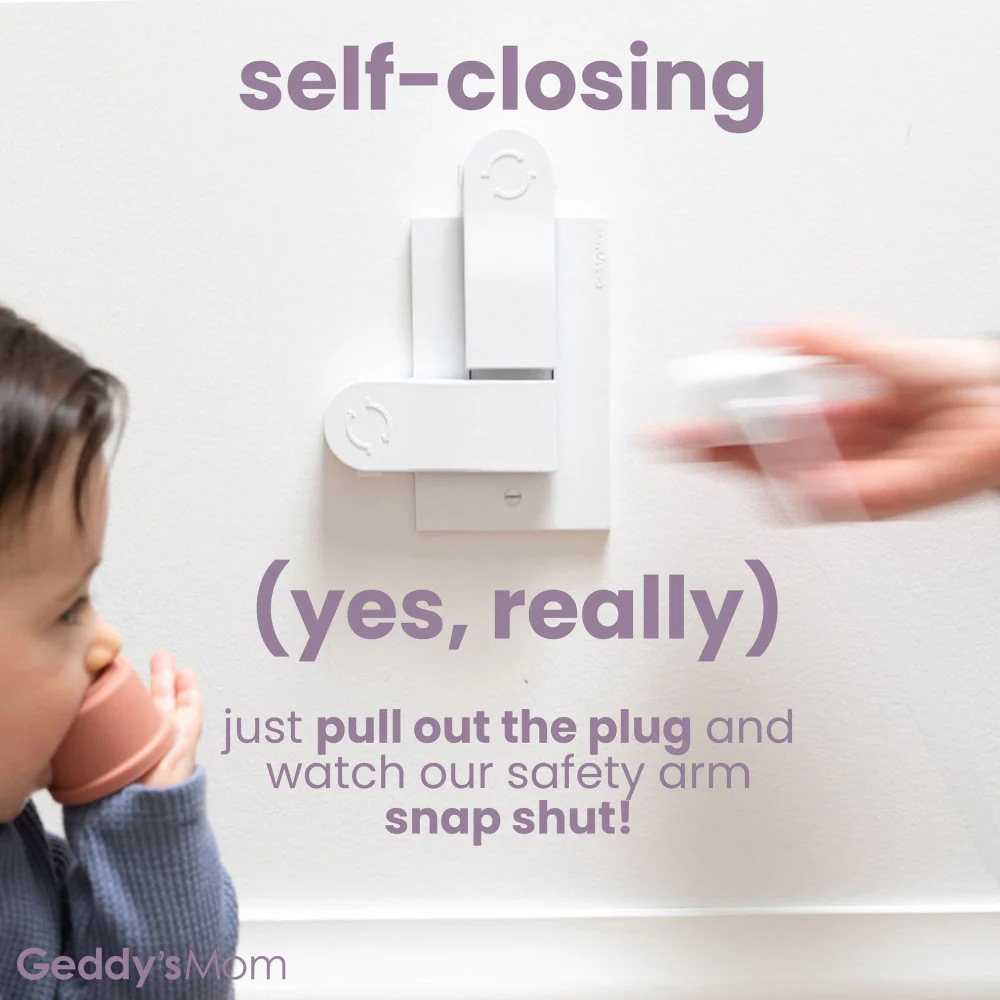 Geddy's Mom: Shut Your Face - White - Self-Closing Outlet Safety Cover - Image 4