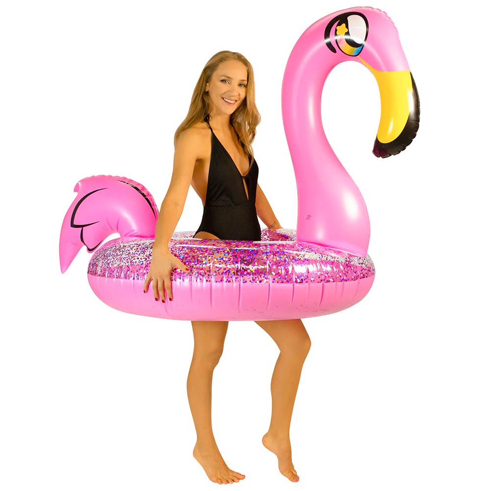 PoolCandy Jumbo Glitter Flamingo 48-inch Pool Tube - Image 2