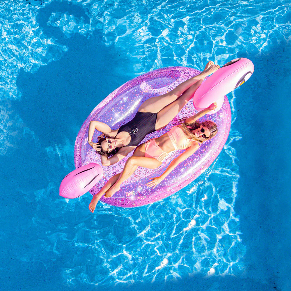 PoolCandy Gigantic Glitter Flamingo Pool Float - Pink - Image 2