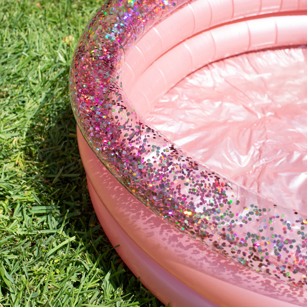 PoolCandy Deluxe Rose Gold Glitter Sunning Pool - 60x15 Inches - Image 2