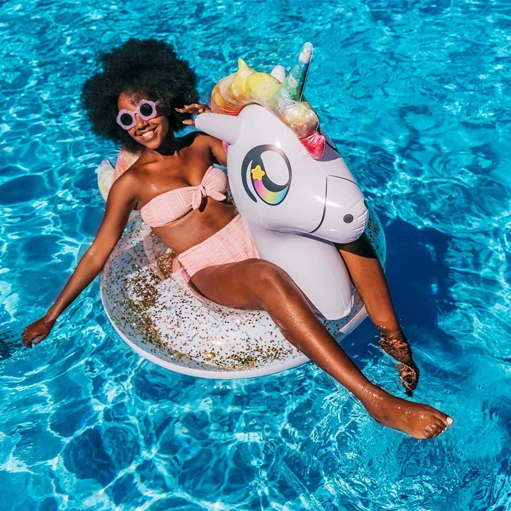 PoolCandy Glitter Unicorn 40-inch Color-Changing Pool Tube - Image 2