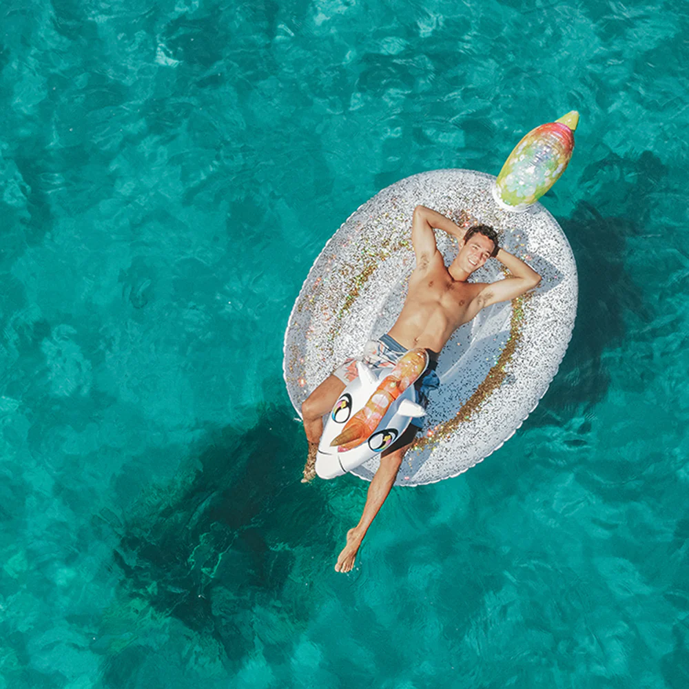 PoolCandy Glitter Unicorn Gigantic Pool Raft - Holographic Sparkle - Image 5