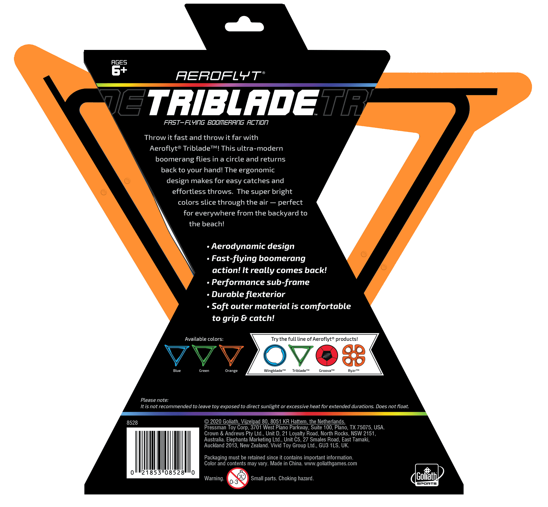 Goliath Sports Aeroflyt Triblade Boomerang in Vibrant Orange - Image 2